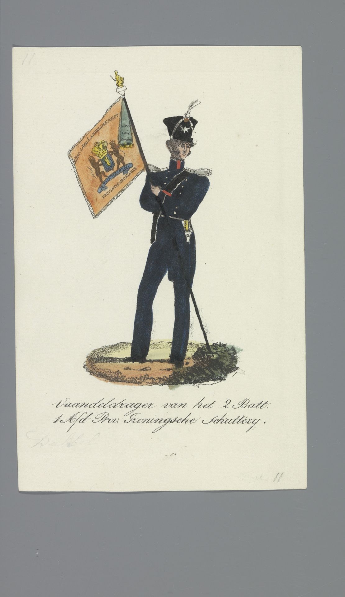 Vaandeldrager van het 2 Batt 1 Afd: Prov. Groningsche Schutterij by Albertus Verhoesen