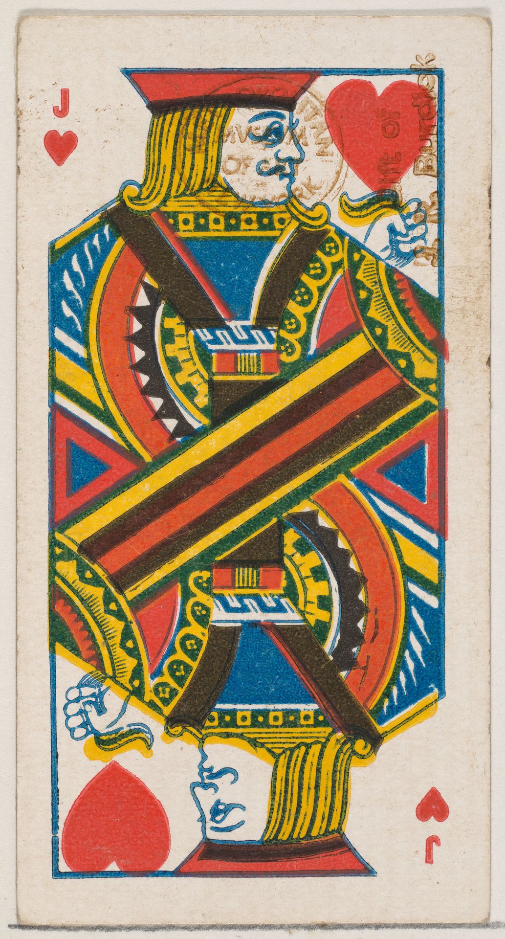 Jack of Hearts (red), from the Playing Cards series (N84) for Duke brand cigarettes by W. Duke, Sons & Co.