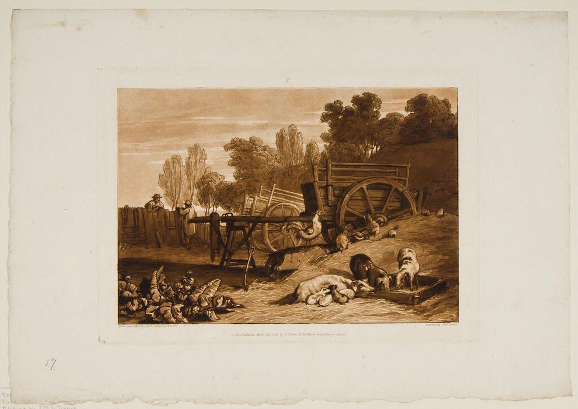 The Farm-yard with the Cock by Etching by Joseph Mallord William Turner