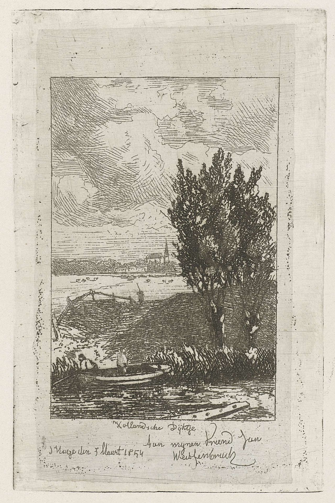 Weidelandschap met sloot by Joseph Hartogensis