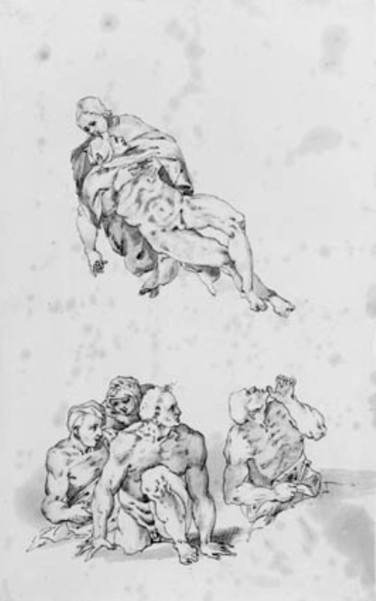 Two groups of figures from the lower left of the Last Judgement, Sistine Chapel by Anonymous