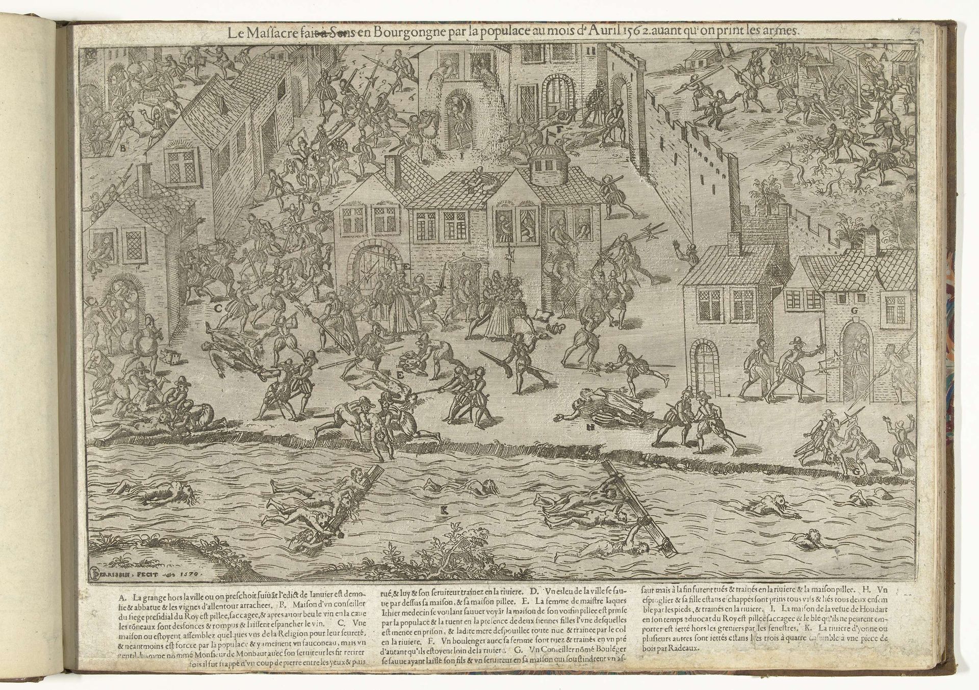 Moord op de protestanten te Sens, 1562 by Jean Perrissin