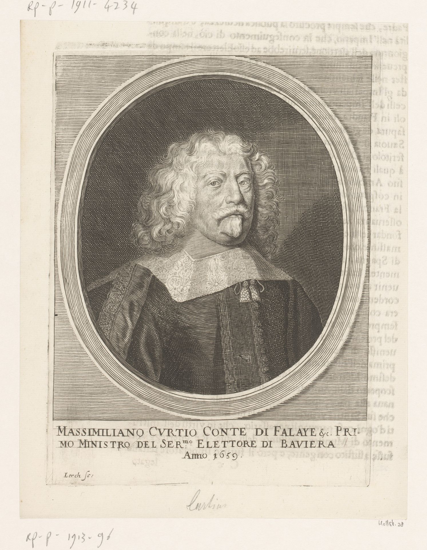 Portret van Maximilian Curtz by Johann Martin Lerch
