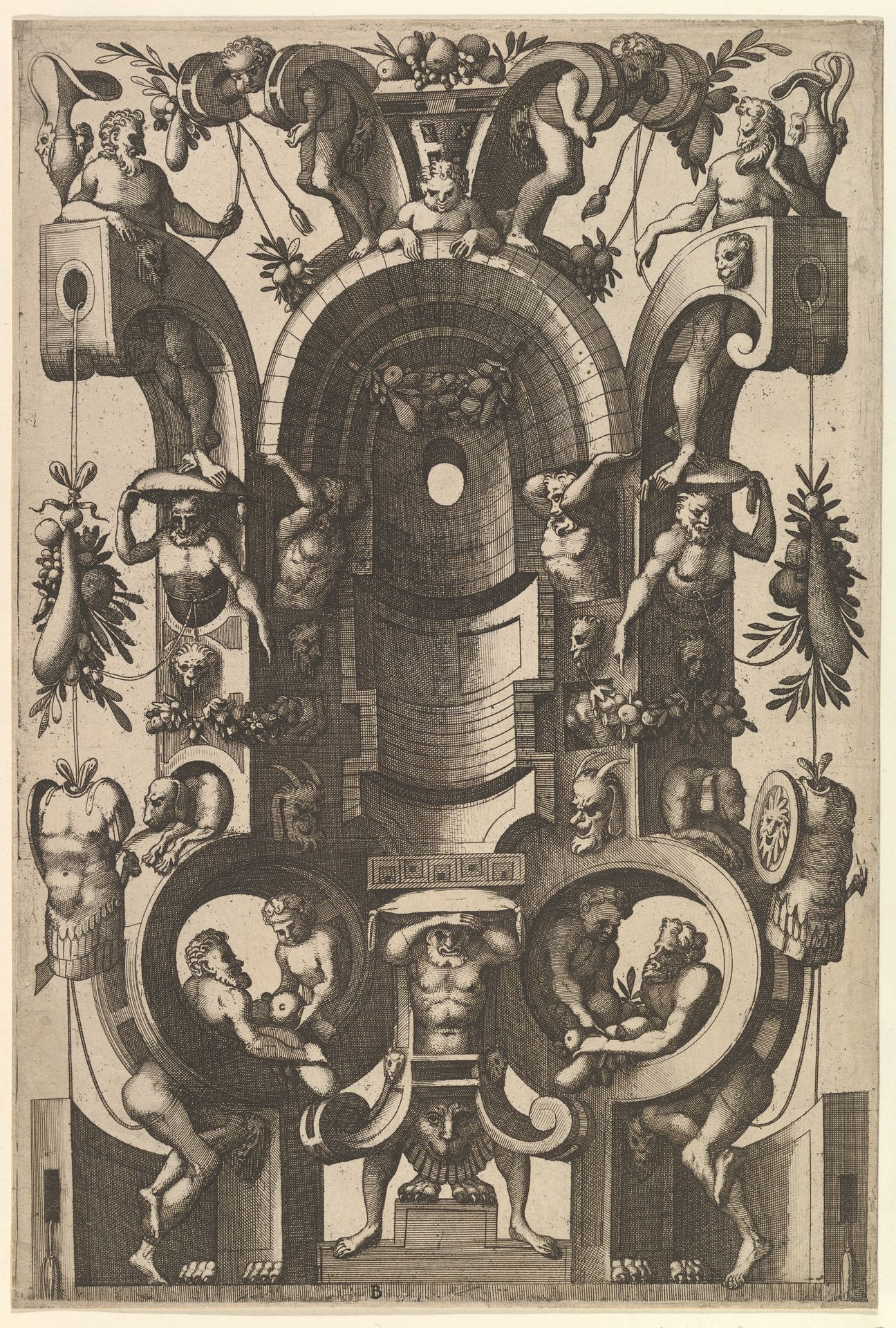 Niche in the Form of a Cartouche from Veelderleij Veranderinghe van grotissen ende Compertimenten...Libro Primo by Johannes van Doetecum I