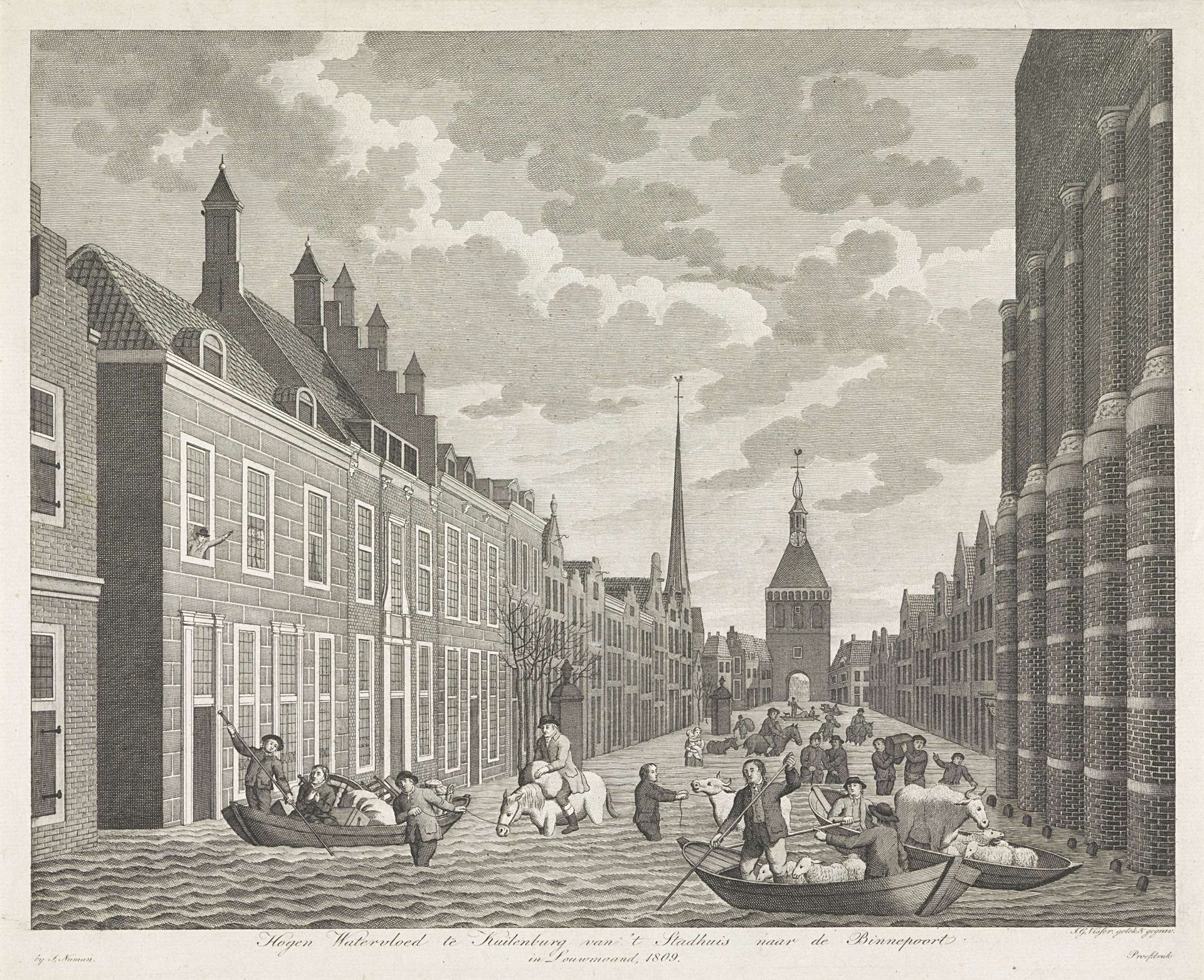 Hoogwater in Culemborg, 1809 by Jan Gerritsz. Visser