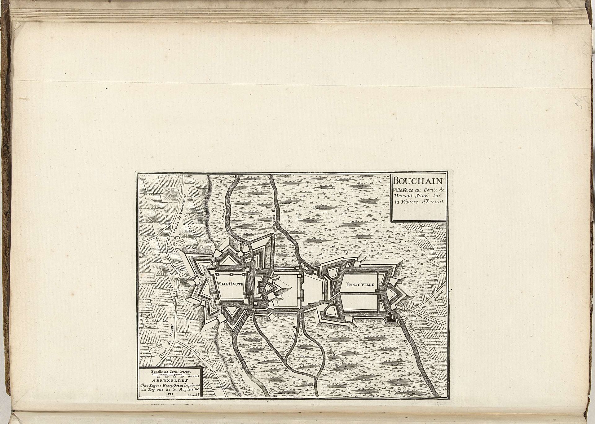 Plattegrond van Bouchain, 1711 by Pieter Devel