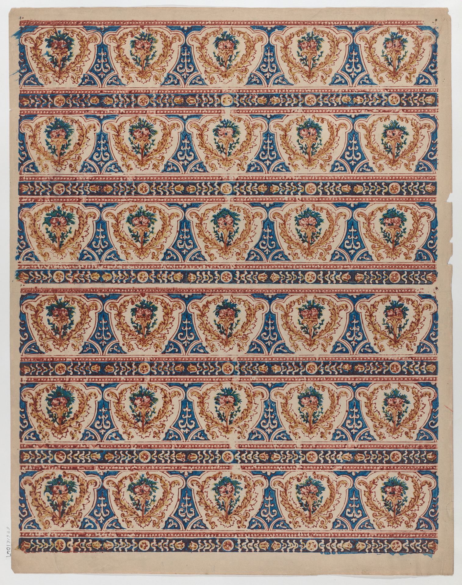 Sheet with two borders with three bands each containing five wreaths by Anonymous