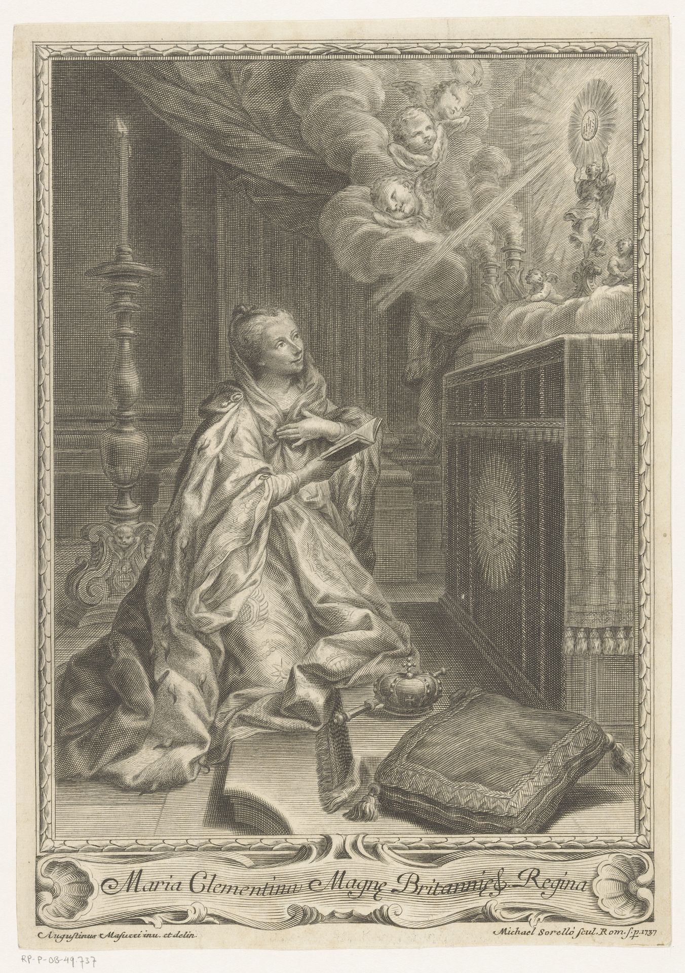 Maria Clementina Sobieska voor een altaar by Miguel de Sorelló