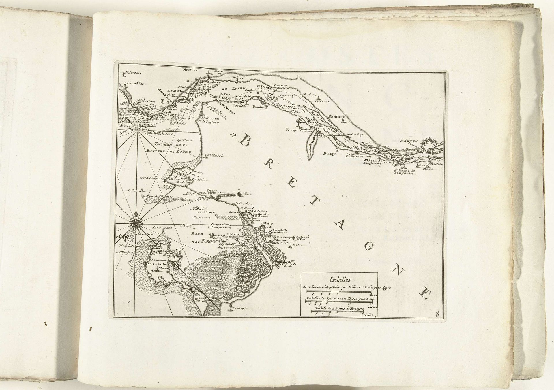 Kaart van de zuidkust van Bretagne bij Nantes, ca. 1702 by Anonymous