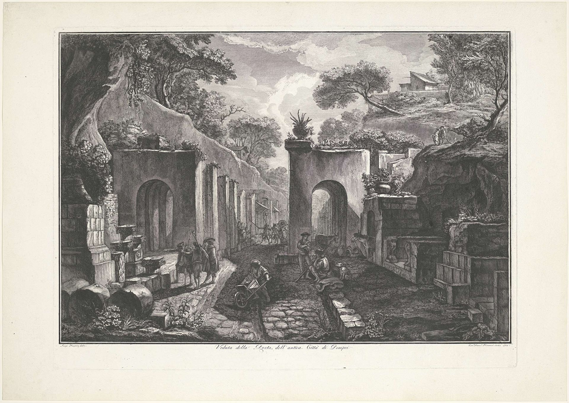 Gezicht op de ruïnes van Pompeï by Francesco Piranesi