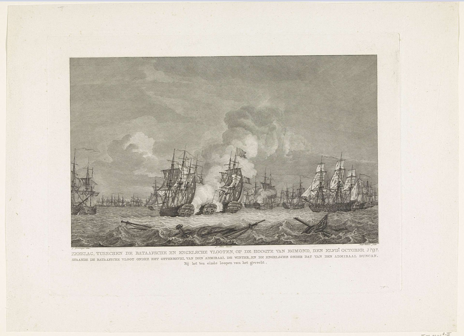 Zeeslag bij Kamperduin (einde), 1797 by Reinier Vinkeles