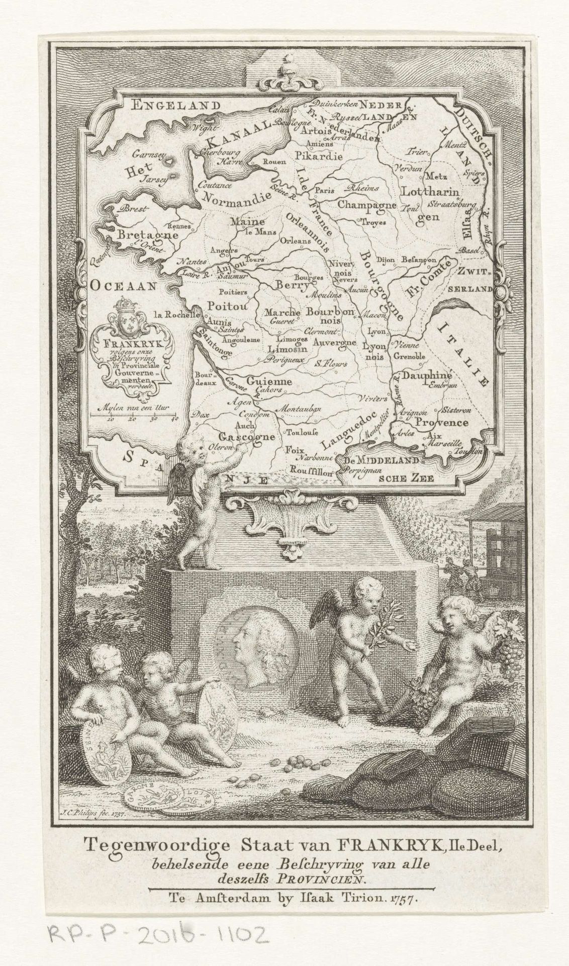 Kaart van Frankrijk by Jan Caspar Philips