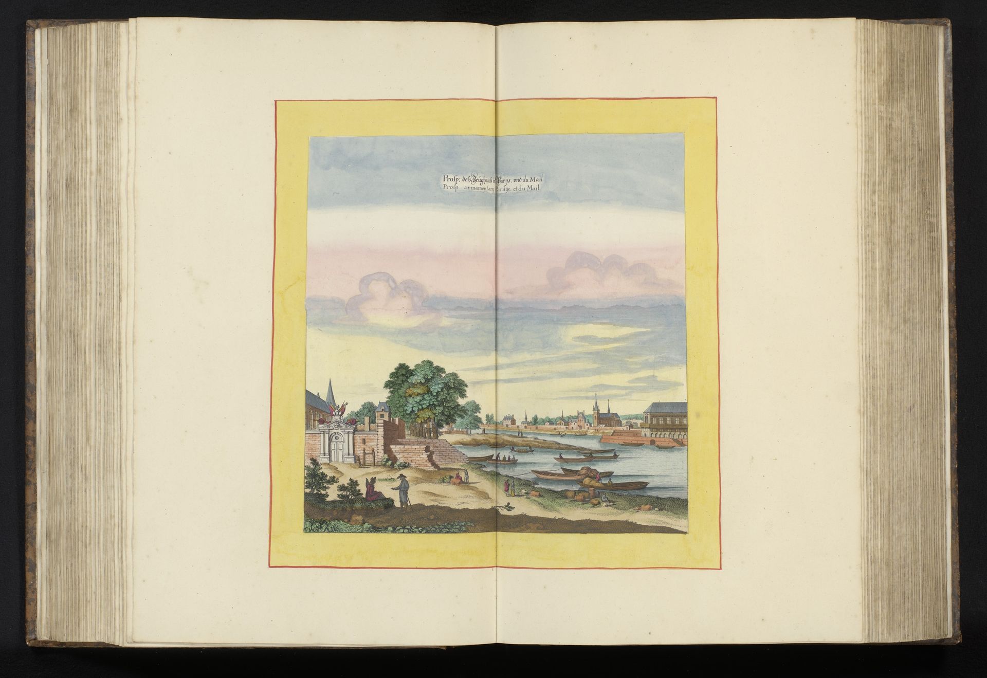 Gezicht op de Seine te Parijs met links het arsenaal by Matthäus (II) Merian