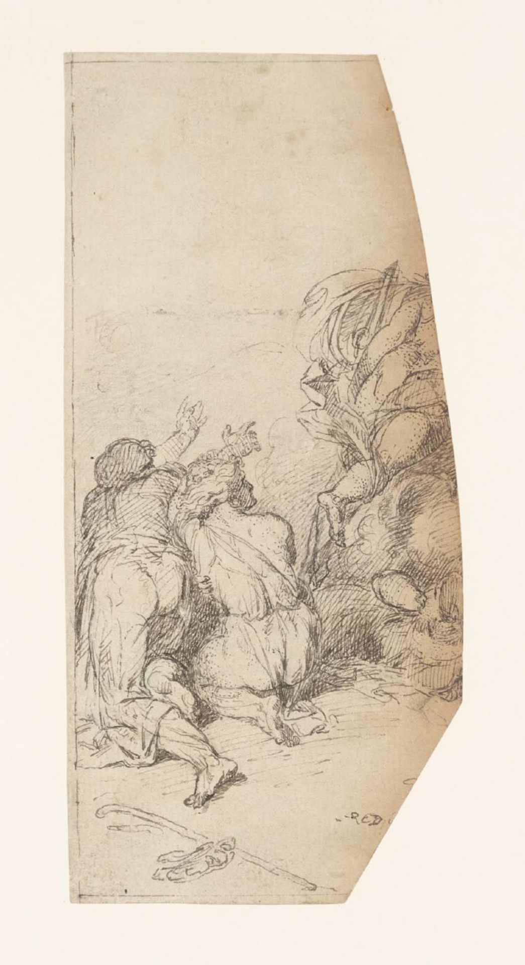 A Group, Kneeling Figures to Left, and a Flying Figure by Thomas Stothard