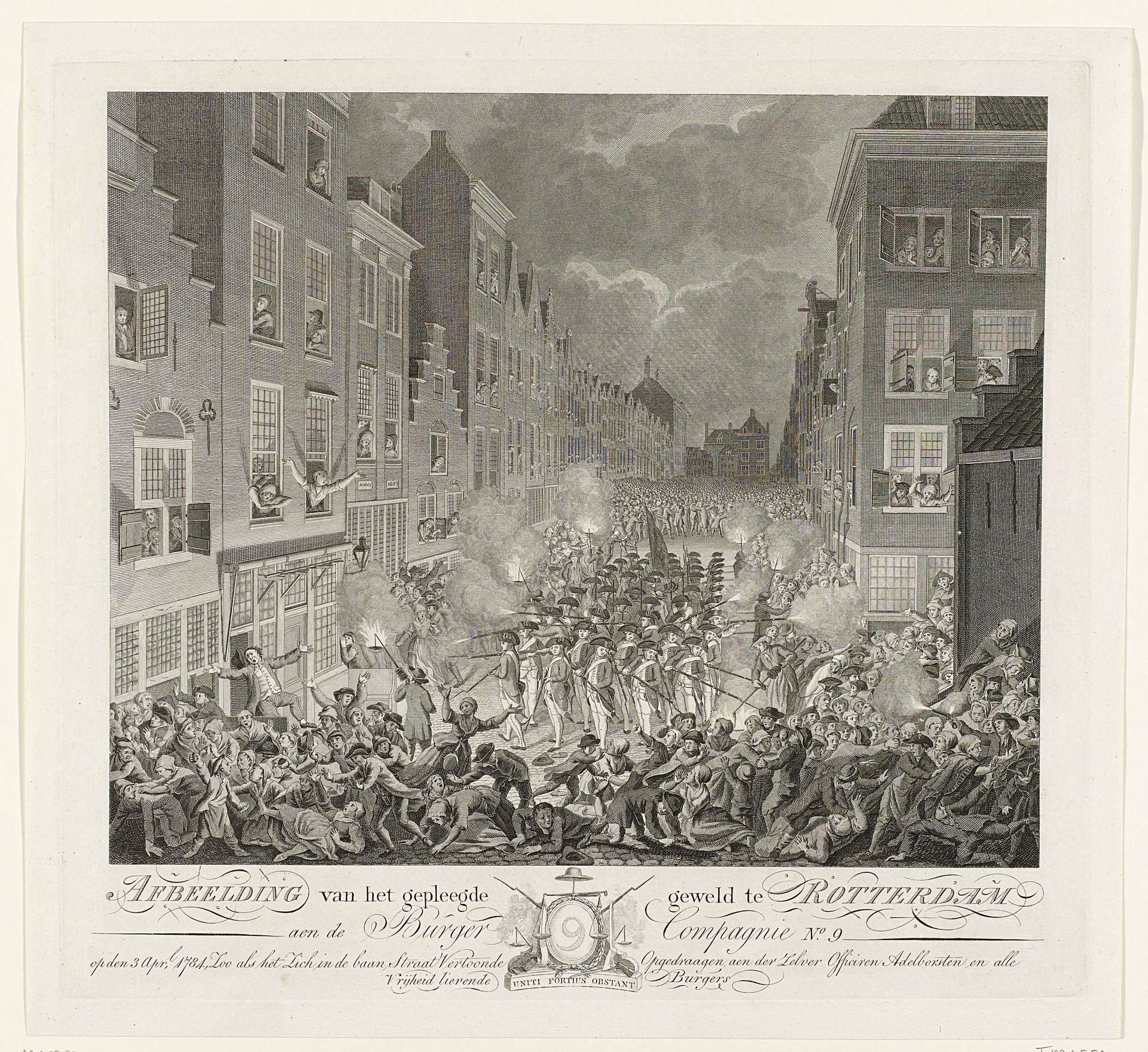 Treffen tussen de Negende Burgercompagnie en Orangisten te Rotterdam, 1784 by Theodorus de Roode