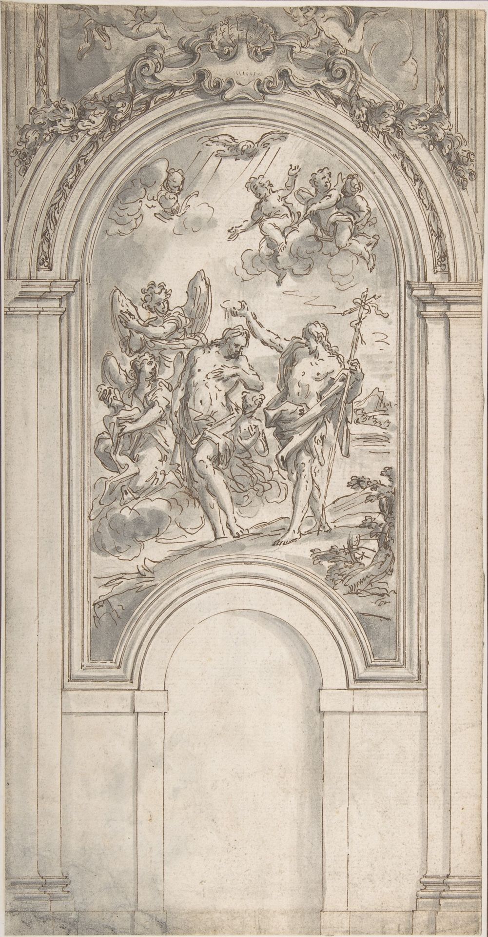 Design for a Baptism of Christ in an Architectural Setting by Sir James Thornhill