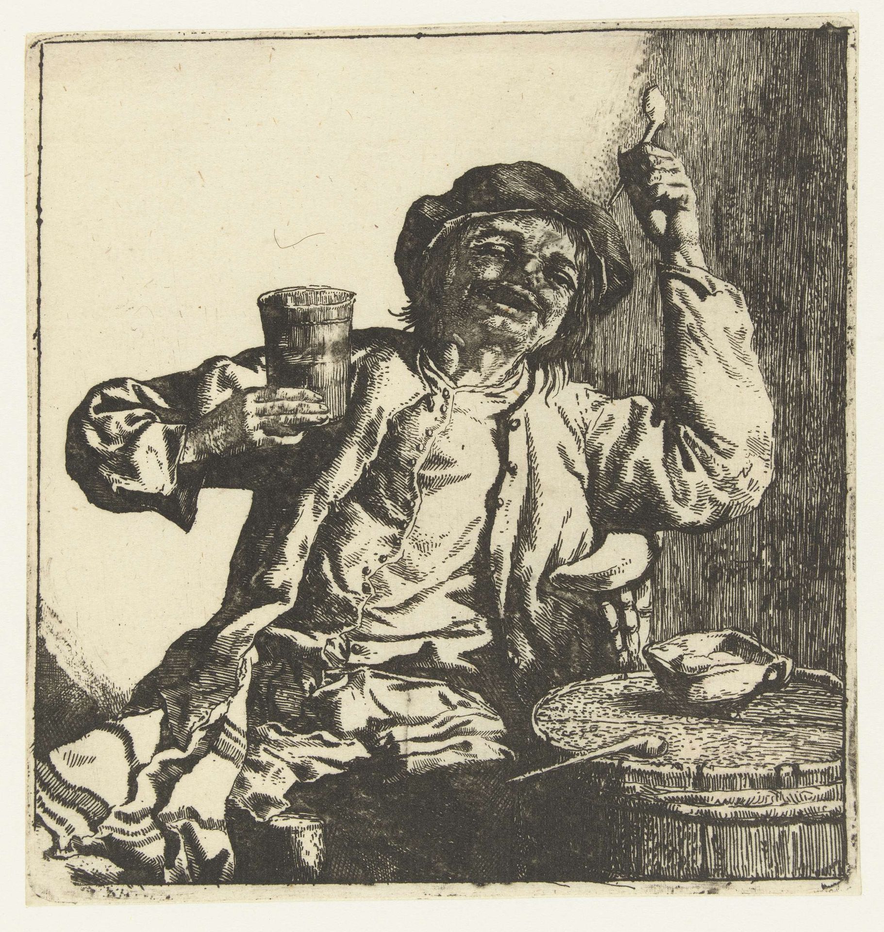 Drinkende man by Cornelis Dusart