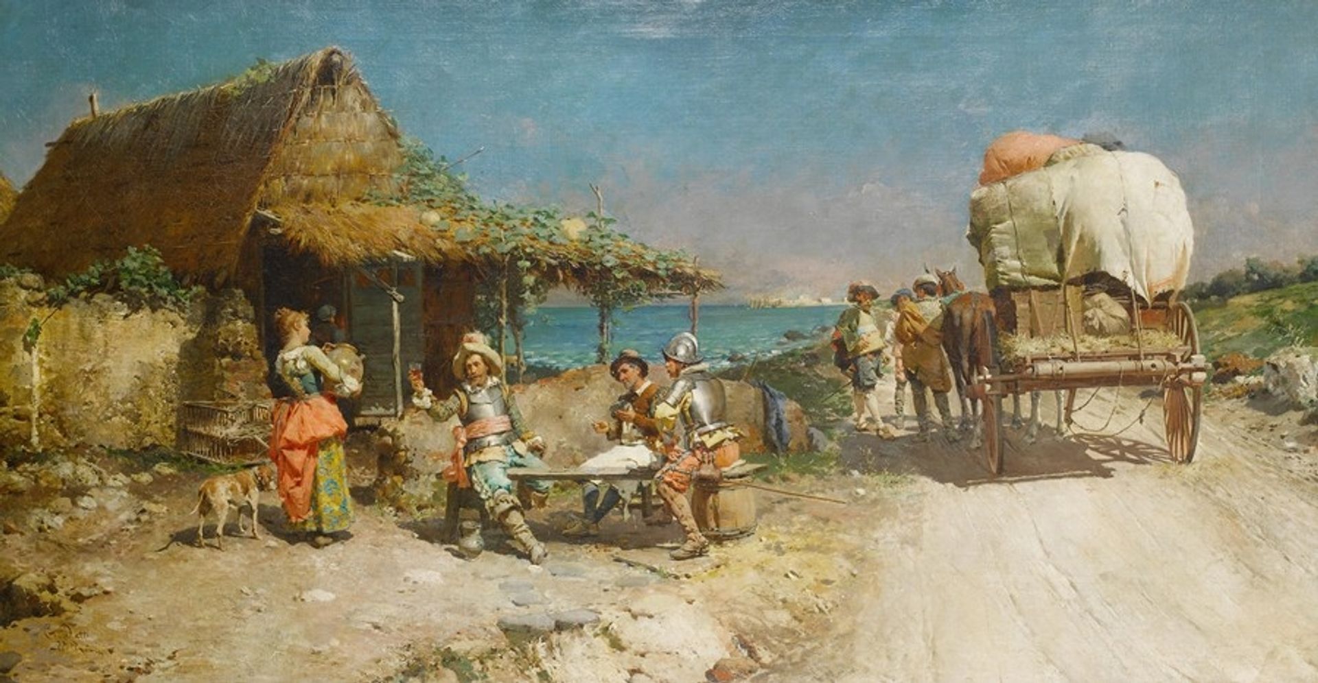 Refreshments at a wayside inn by Cesare Auguste Detti