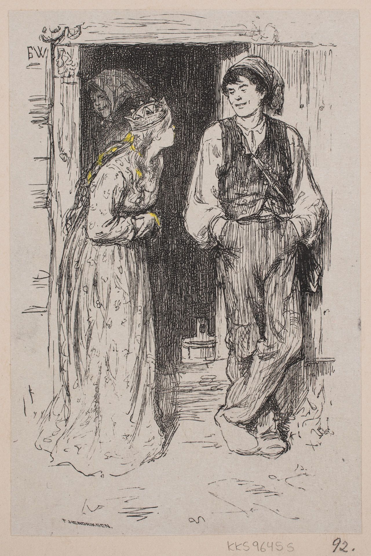 Illustration til "Askeladden som fik prinsessen til at løgste sig" by Anonymous