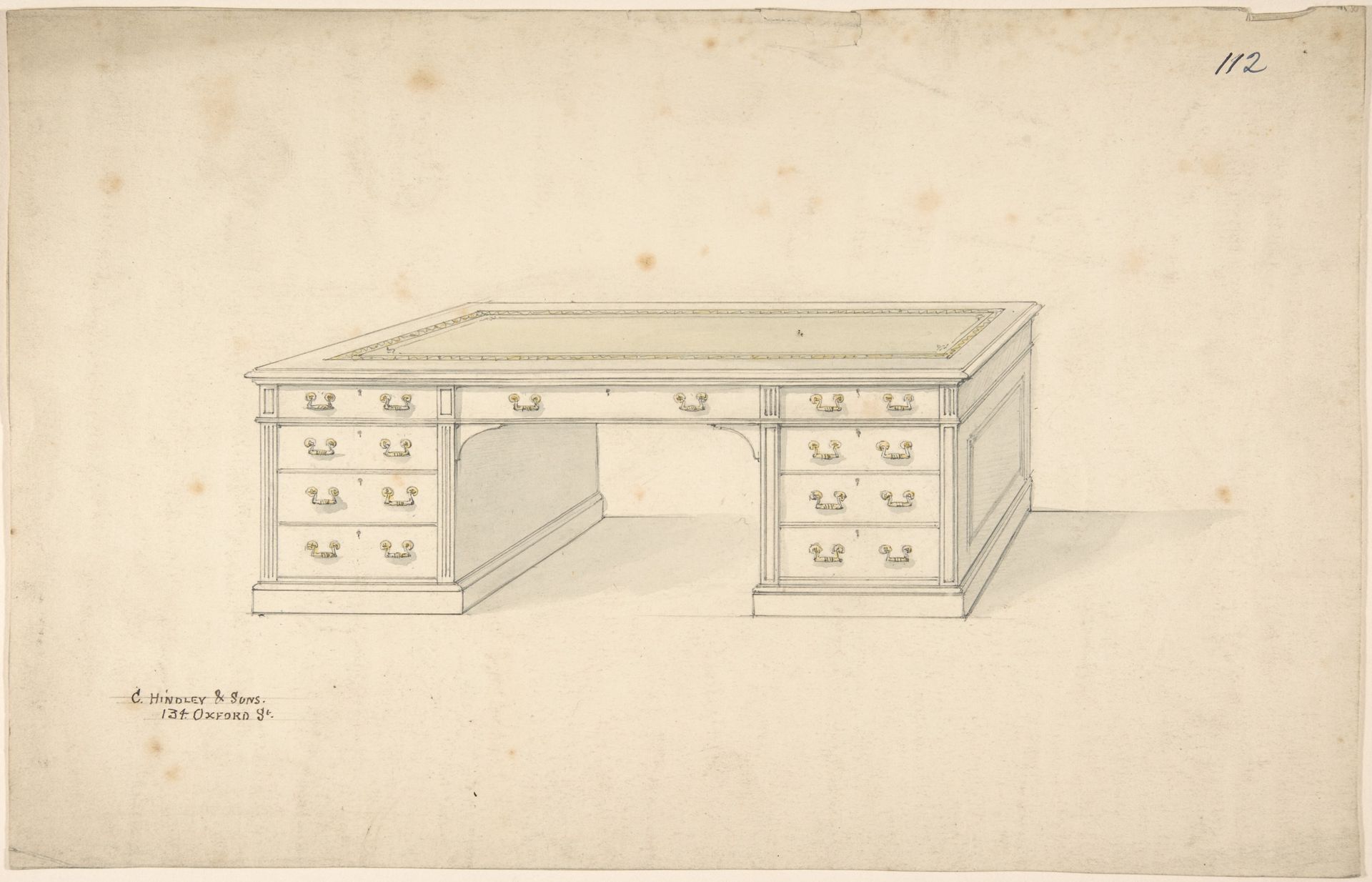 Design for Desk by Charles Hindley and Sons