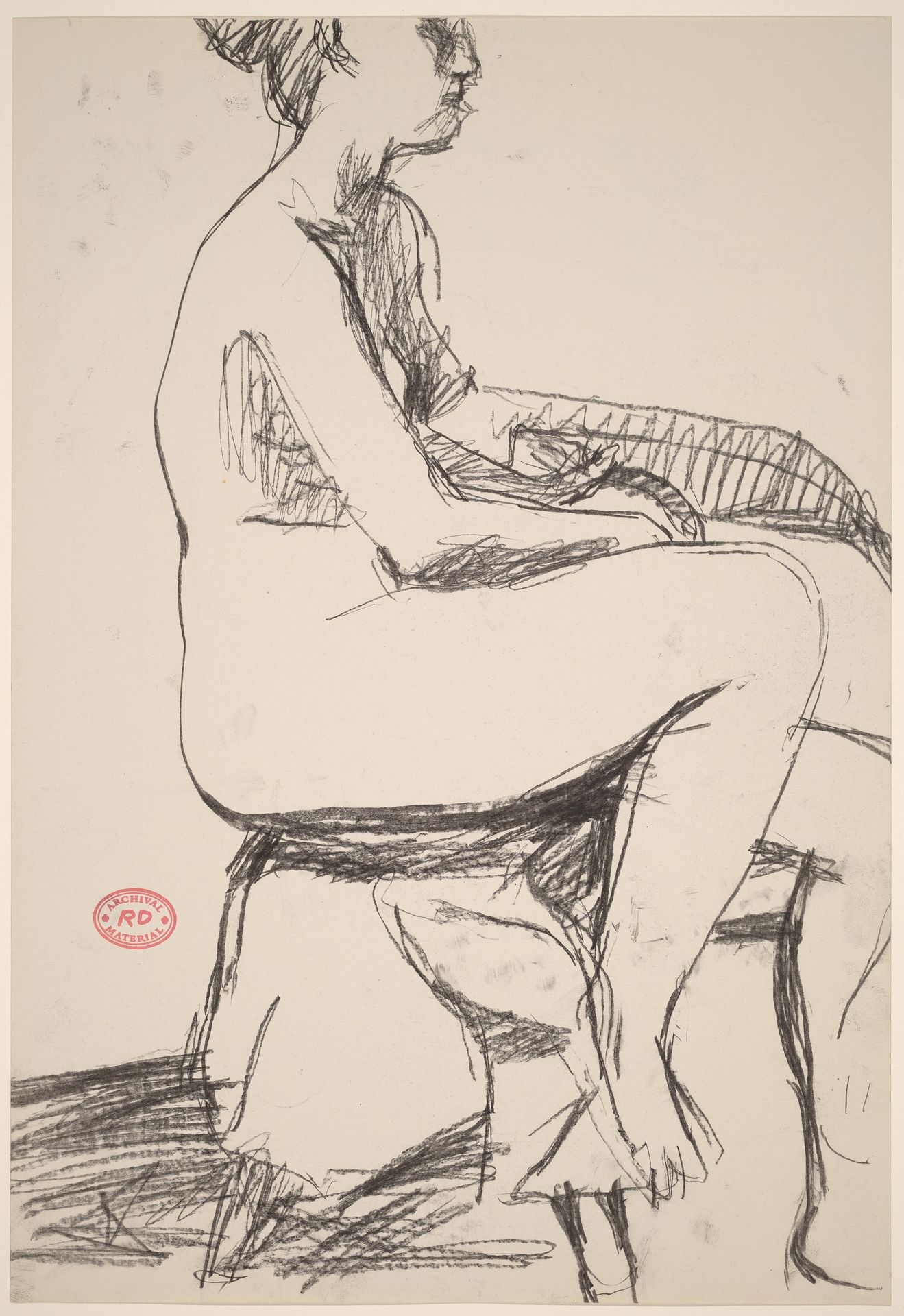 Untitled [side view of a seated female nude] by Richard Diebenkorn