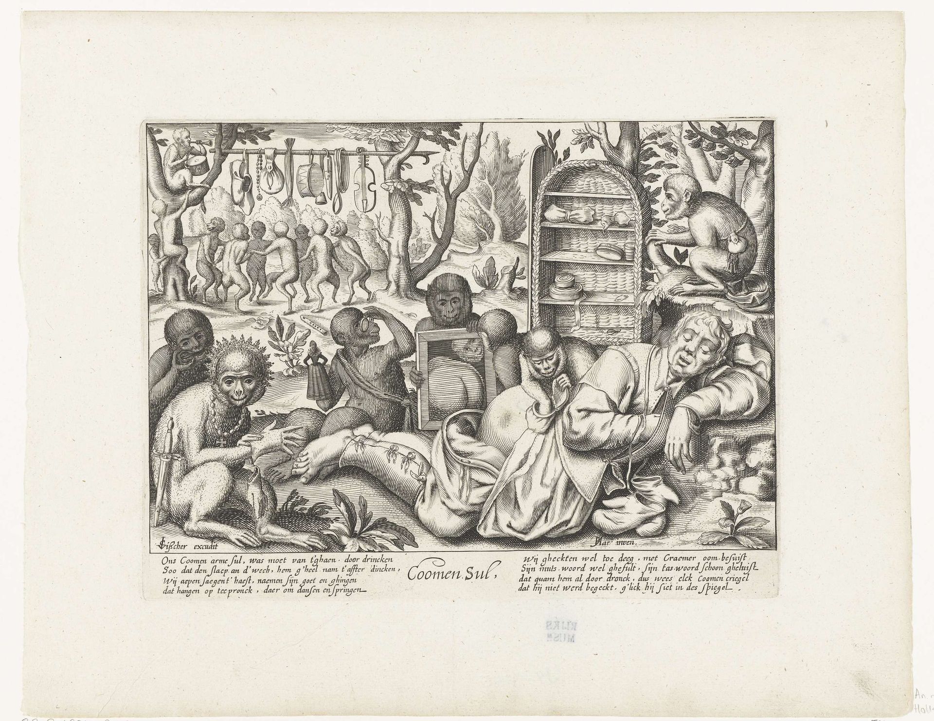 De slapende koopman en de apen by Anonymous