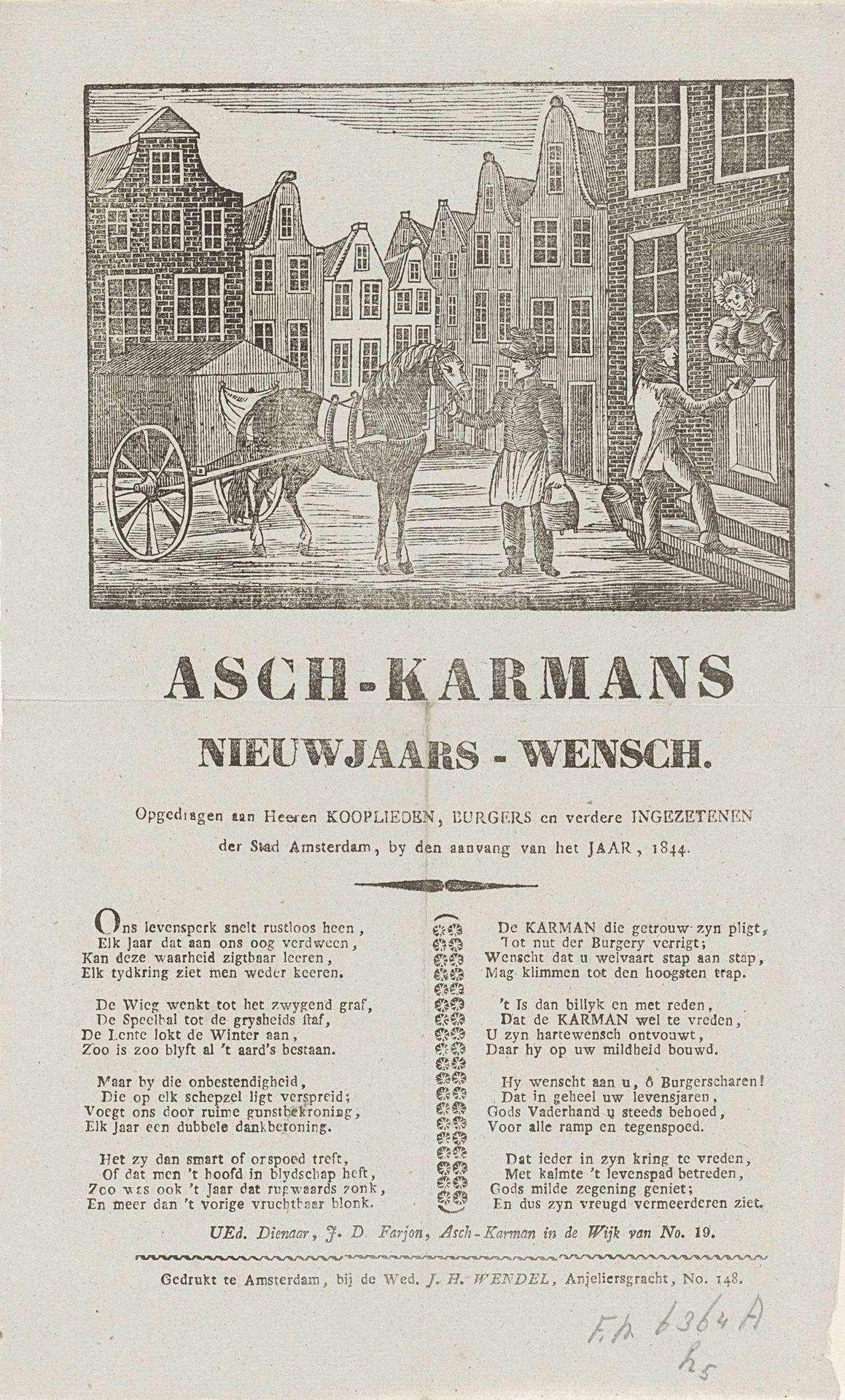 Nieuwjaarswens van de Amsterdamse askarrenmannen voor het jaar 1844 by Anonymous