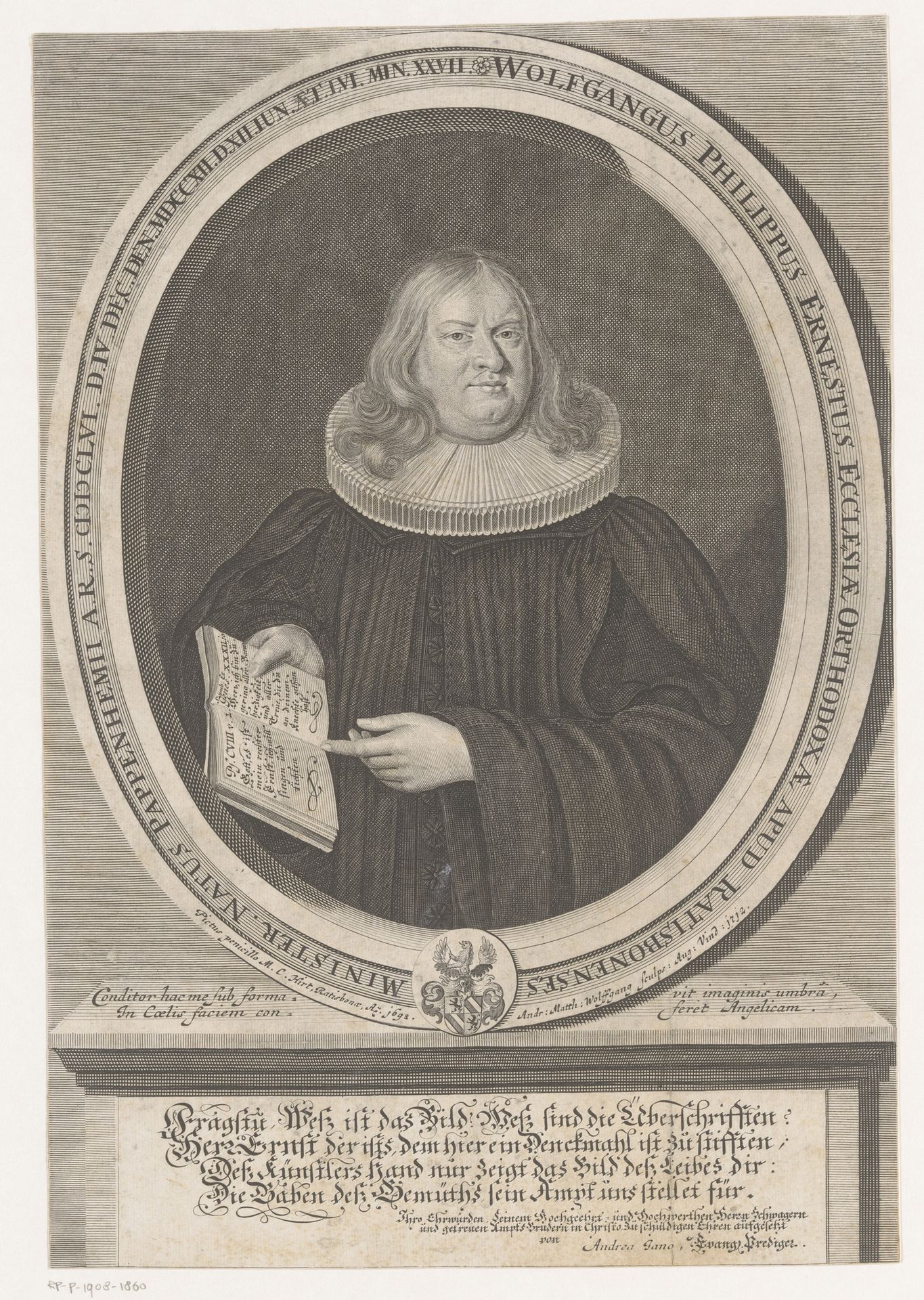 Portret van Wolfgang Philipp Ernst by Andreas Matthäus Wolfgang