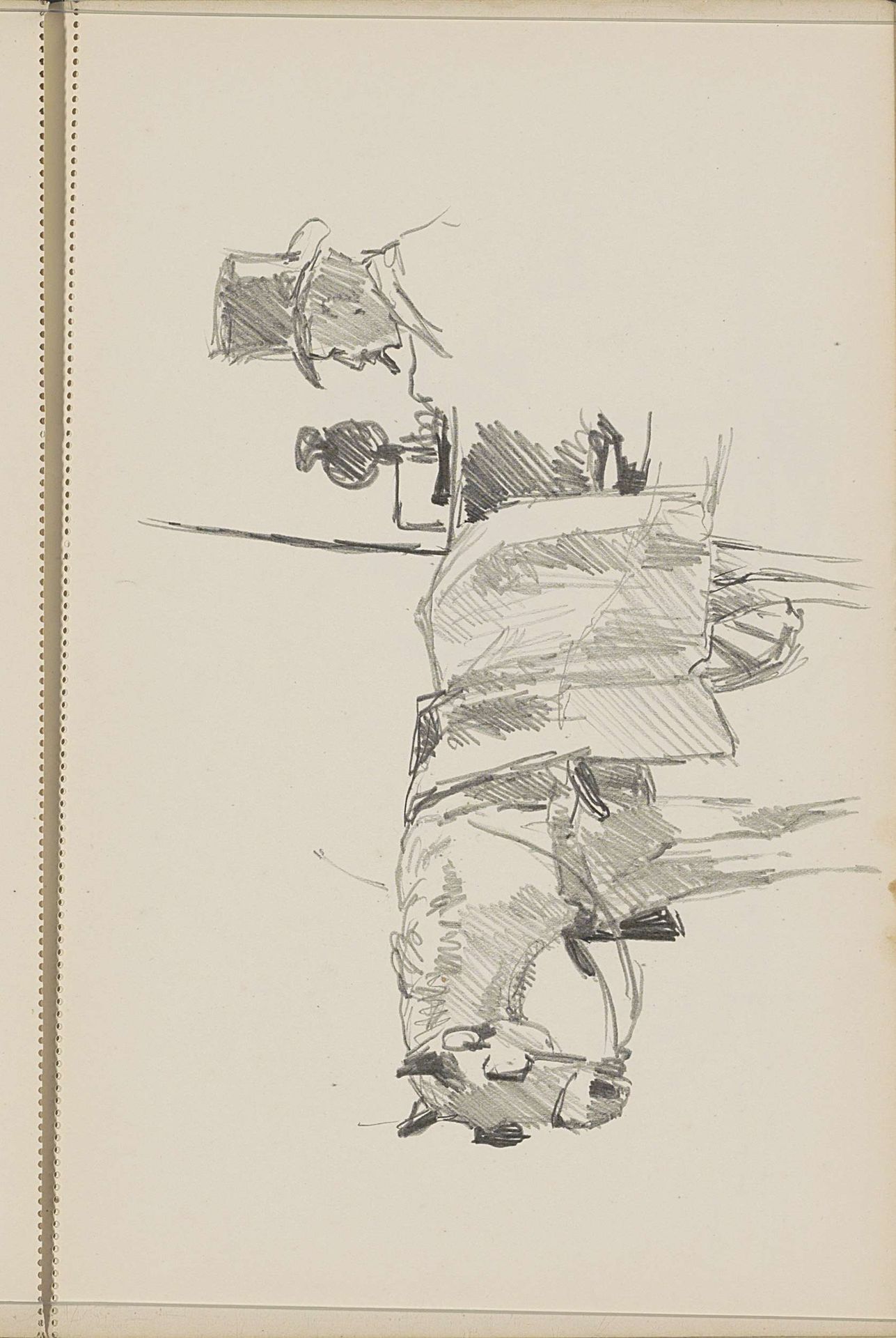 Paard en een man met een sigaar en hoge hoed by Cornelis Vreedenburgh