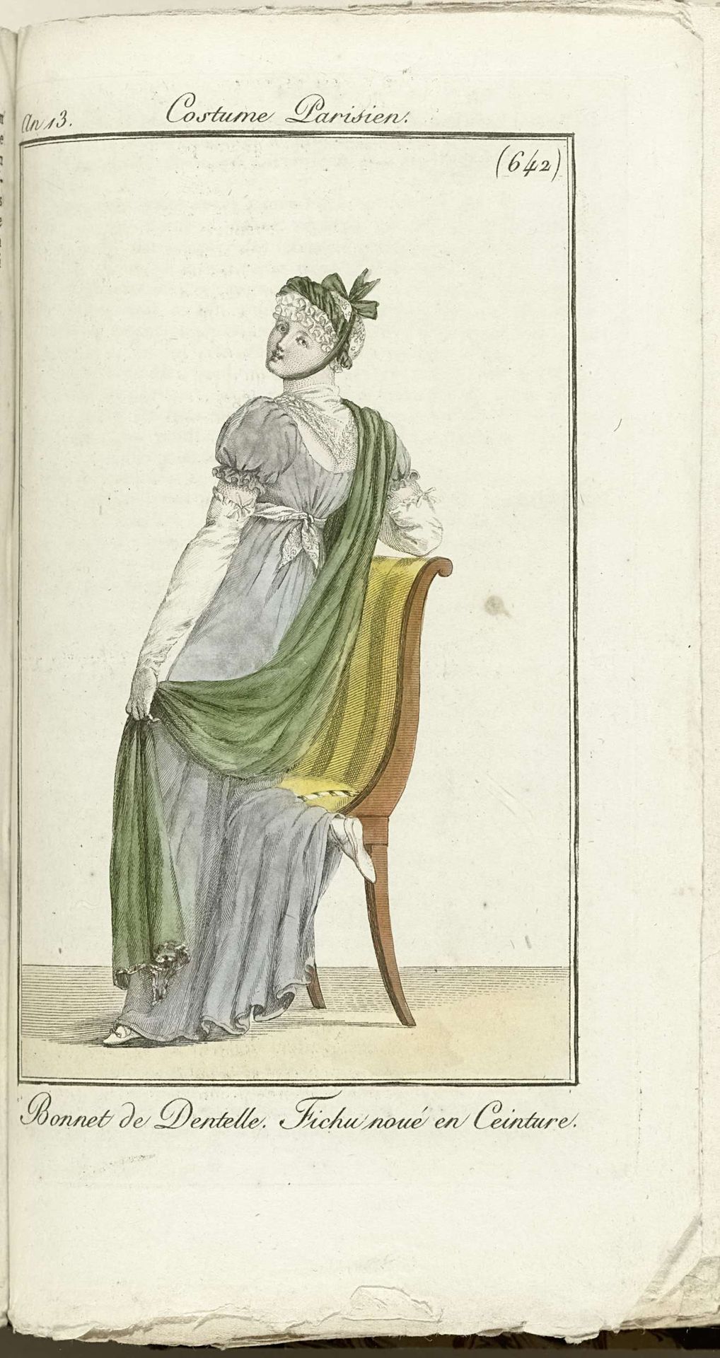 Journal des Dames et des Modes, Costume Parisien, 1805, An 13 (642) Bonnet de Dentelle... by Horace Vernet