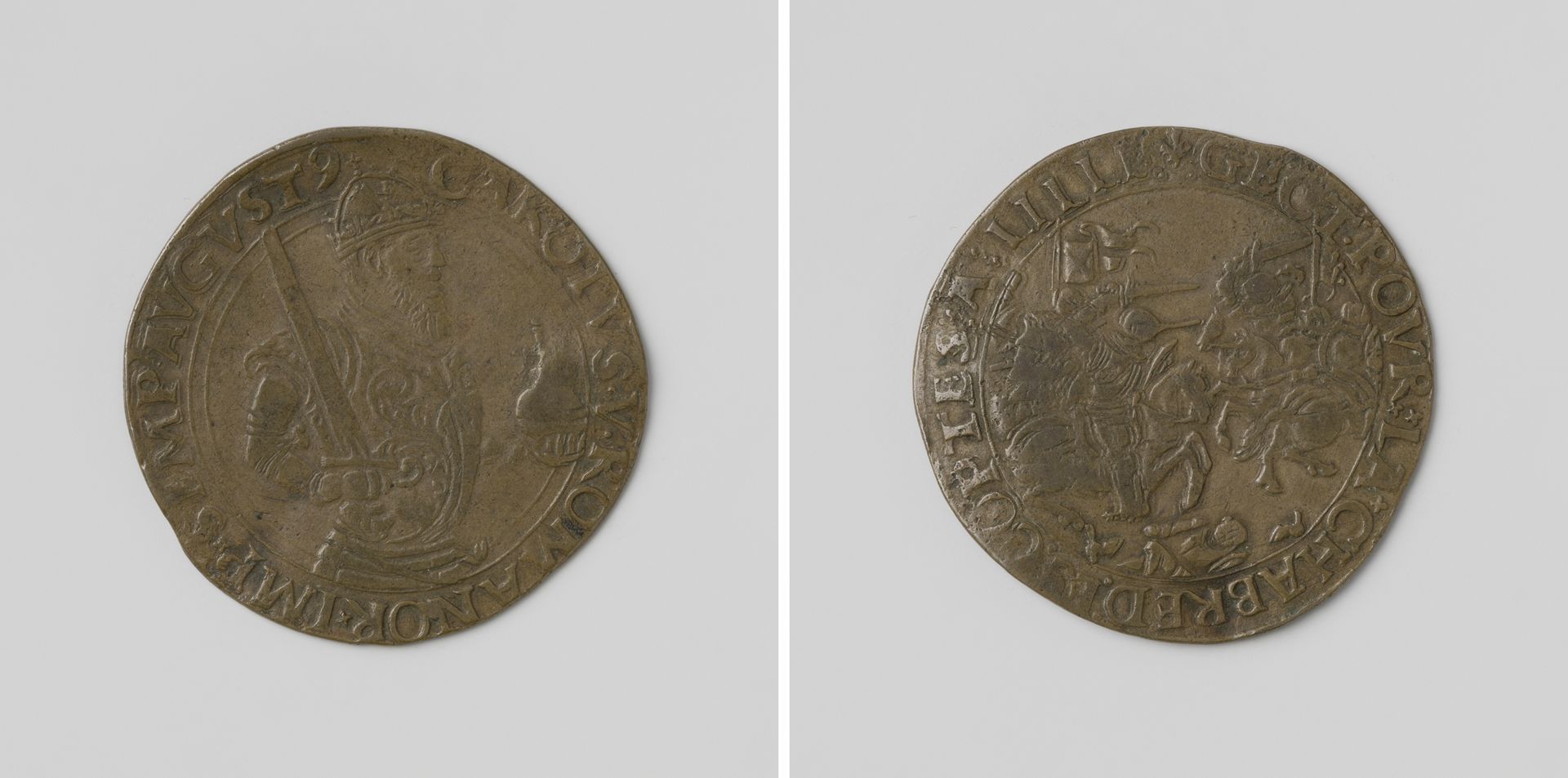 Engels-Franse oorlog, penning van de rekenkamer van Vlaanderen te Rijssel, ter ere van Karel V, Duits keizer by Anonymous