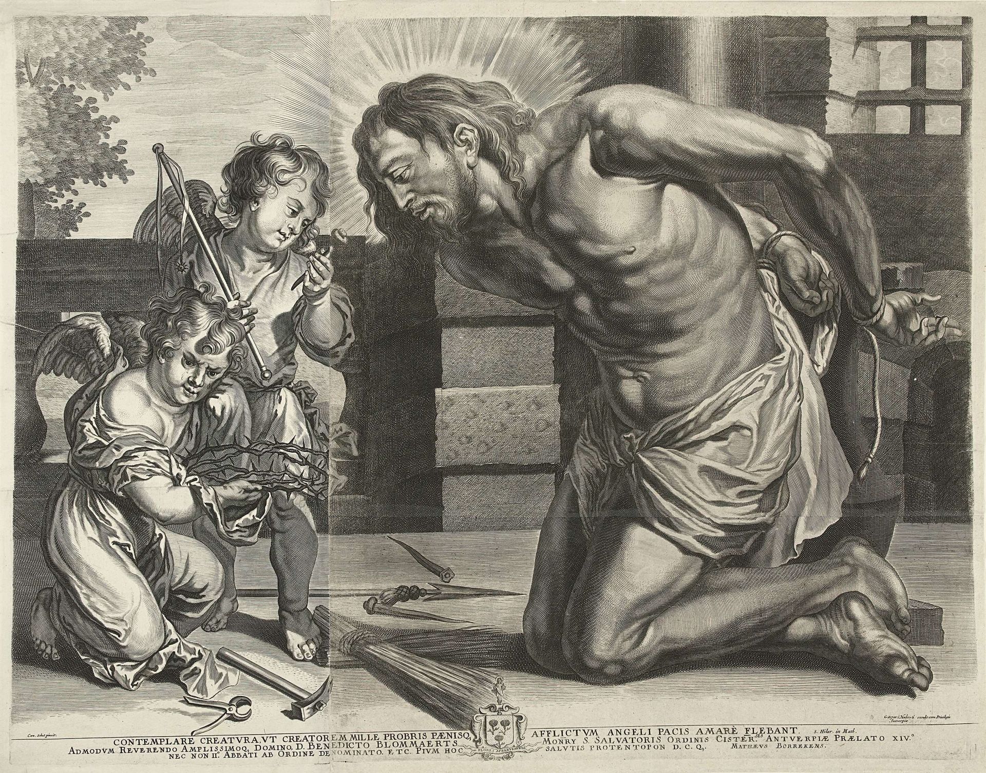 Christus knielend voor de Arma Christi by Mattheus Borrekens