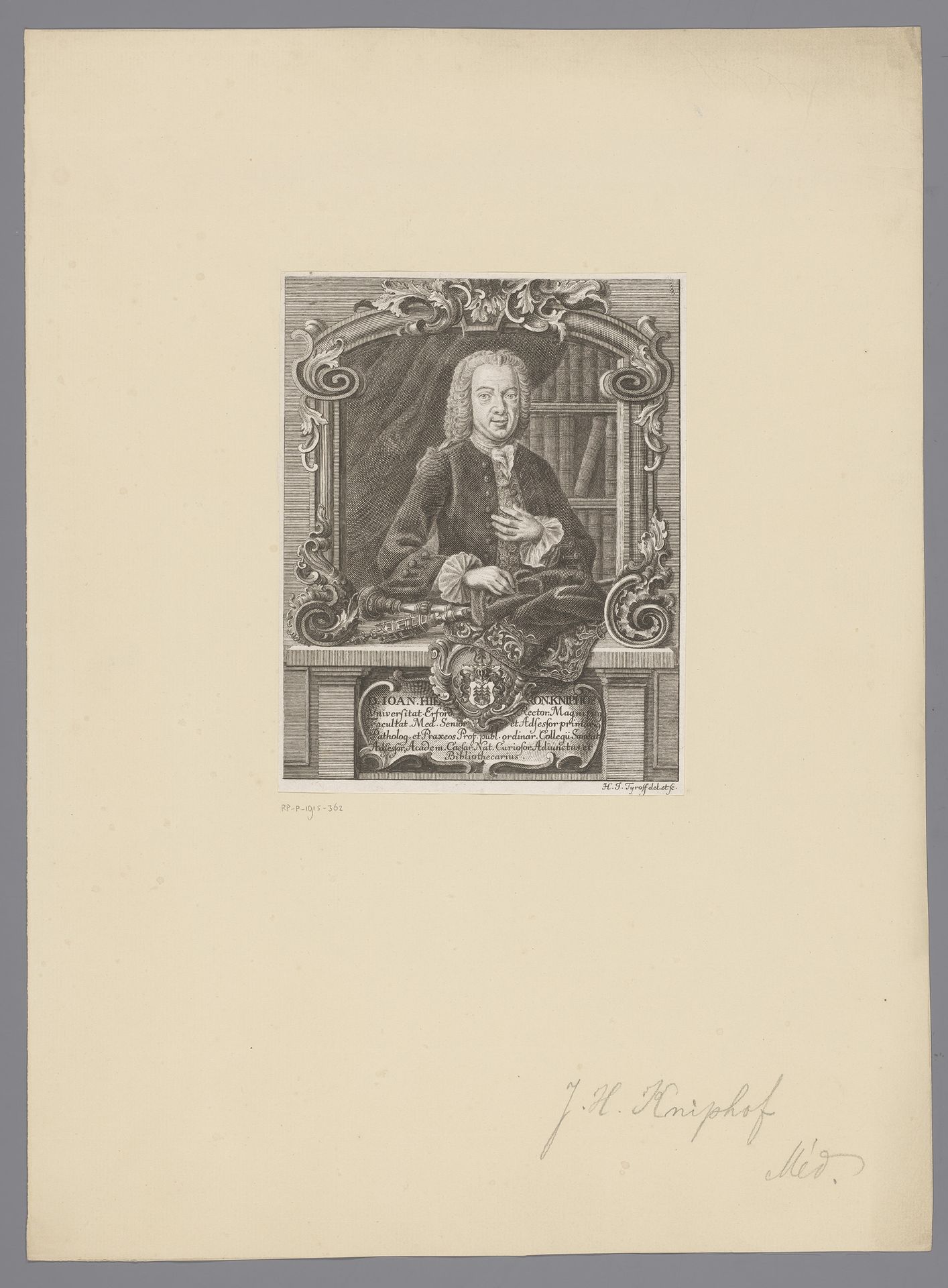 Portret van Johann Hieronymus Kniphoff by Hermann Jakob Tyroff