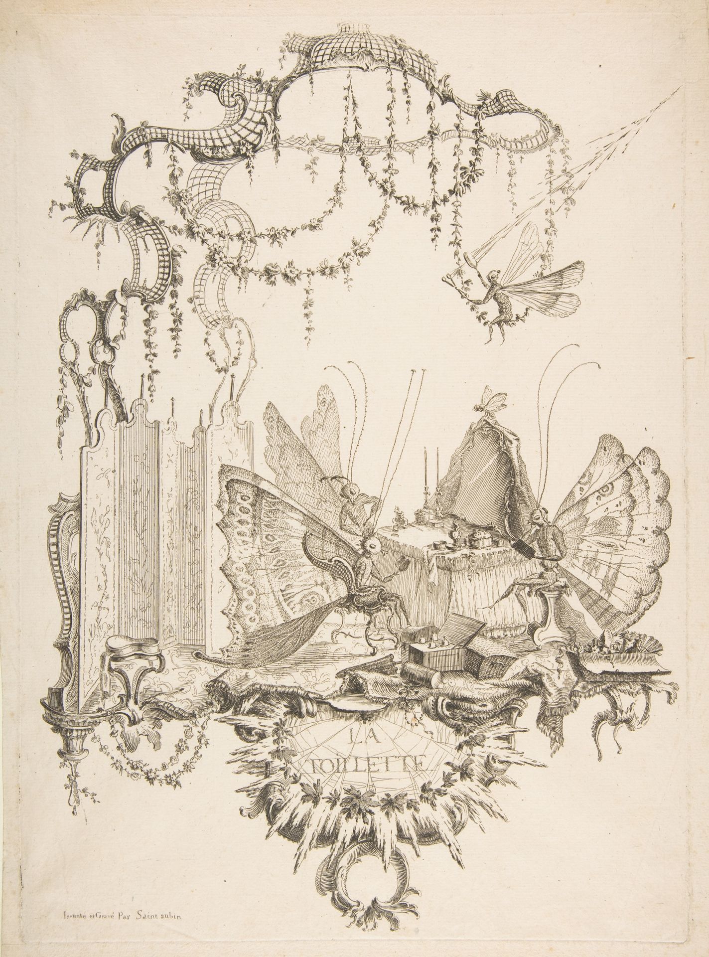 The Toilet (La Toilette), from Essai de Papilloneries Humaines par Saint Aubin by Charles Germain de Saint-Aubin