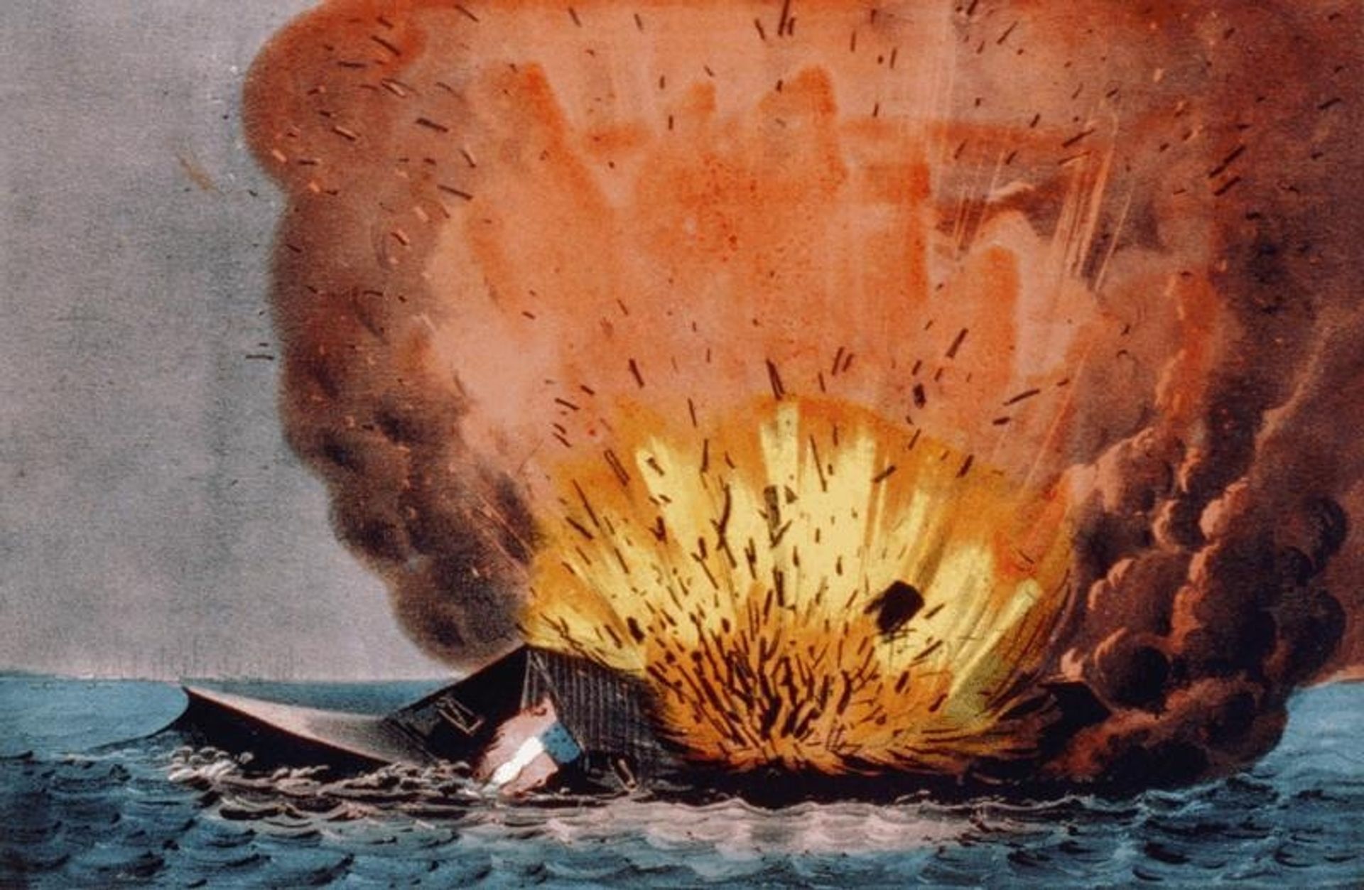 Destruction of the rebel monster 'Merrimac' off Craney Island May 11th 1862 by Currier and Ives