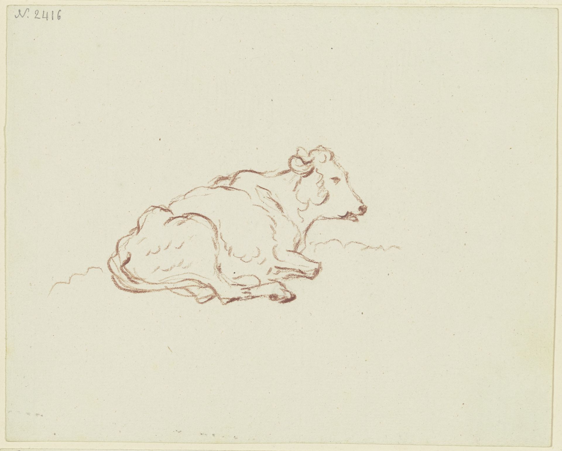 Lying calf to the right by Friedrich Wilhelm Hirt