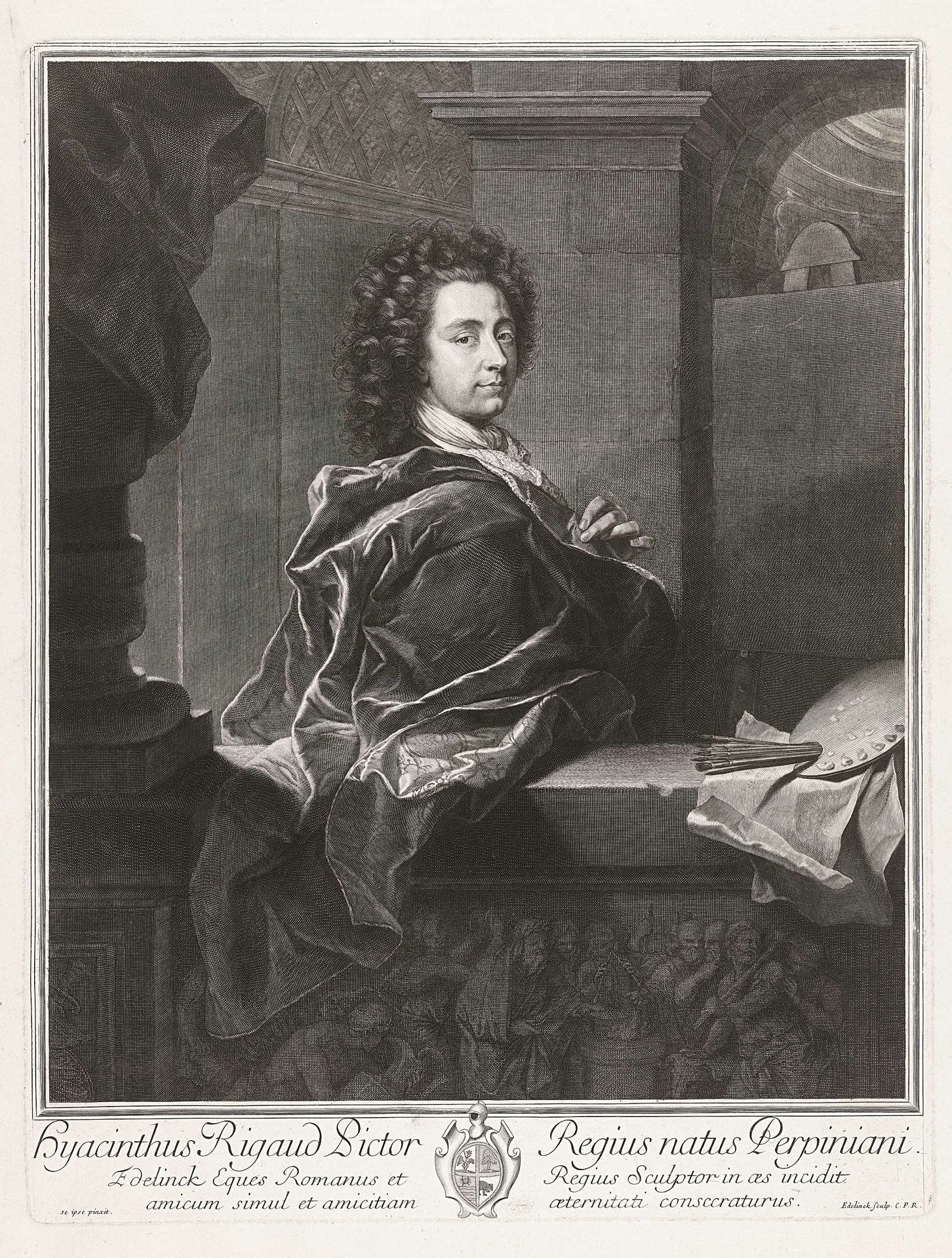 Portret van Hyacinthe Rigaud by Gérard Edelinck