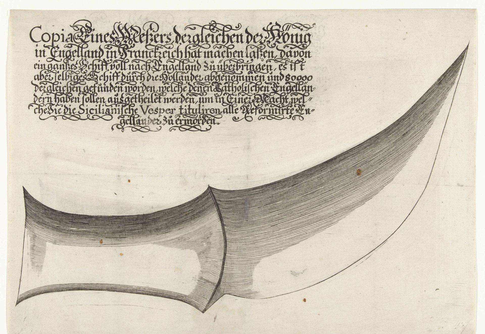 Mes aangetroffen op een Frans schip, waarmee de protestanten in Engeland vermoord zouden worden, 1688 by Anonymous