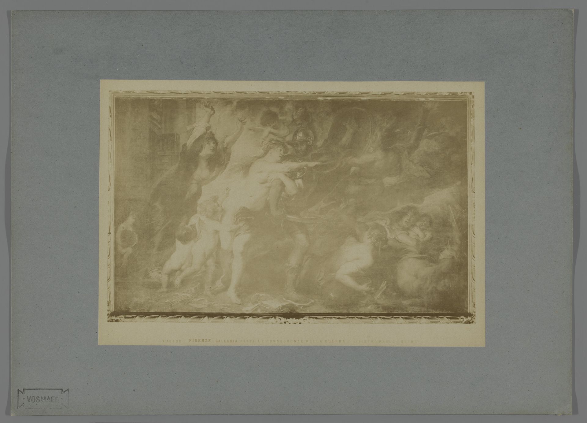 Fotoreproductie van het schilderij Le Conseguenze della Guerra door Peter Paul Rubens in de Galleria Palatina te Florence, Italië by Fratelli Alinari