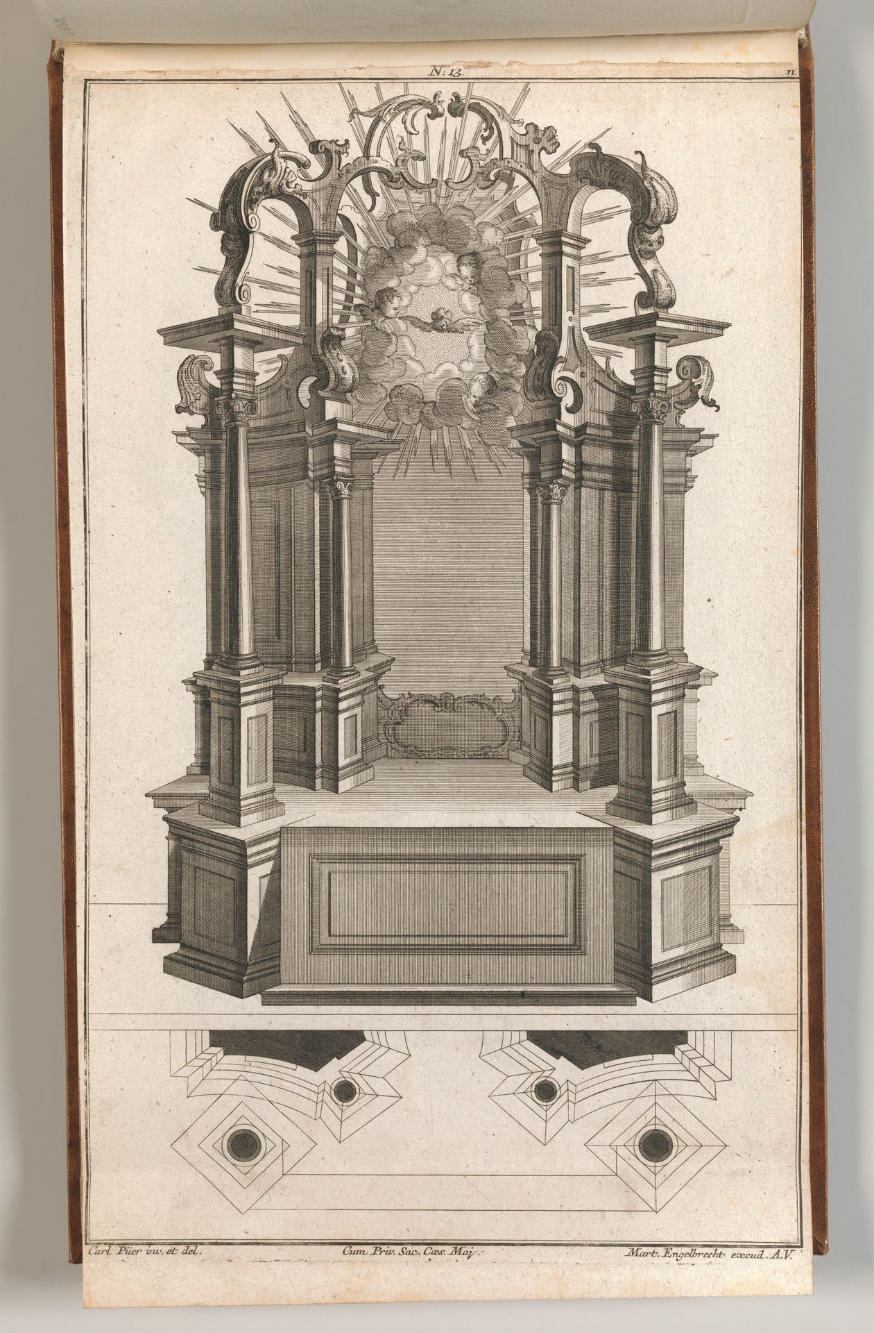 Design for a Monumental Altar, Plate n from 'Unterschiedliche Neu Inventierte Altäre mit darzu gehörigen Profillen u. Grundrißen.' by Carl Pier