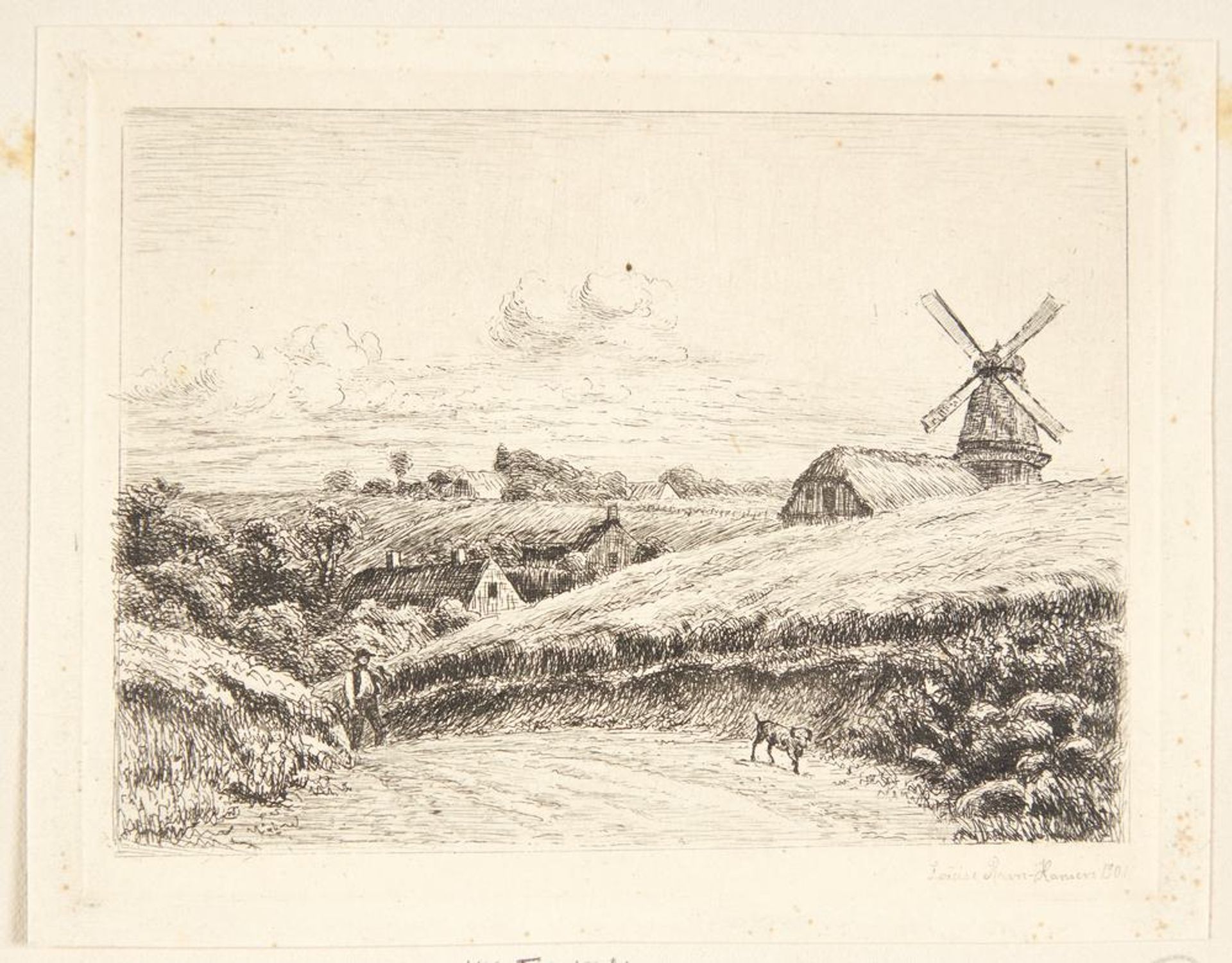 Landskab med en mølle by Louise Ravn-Hansen