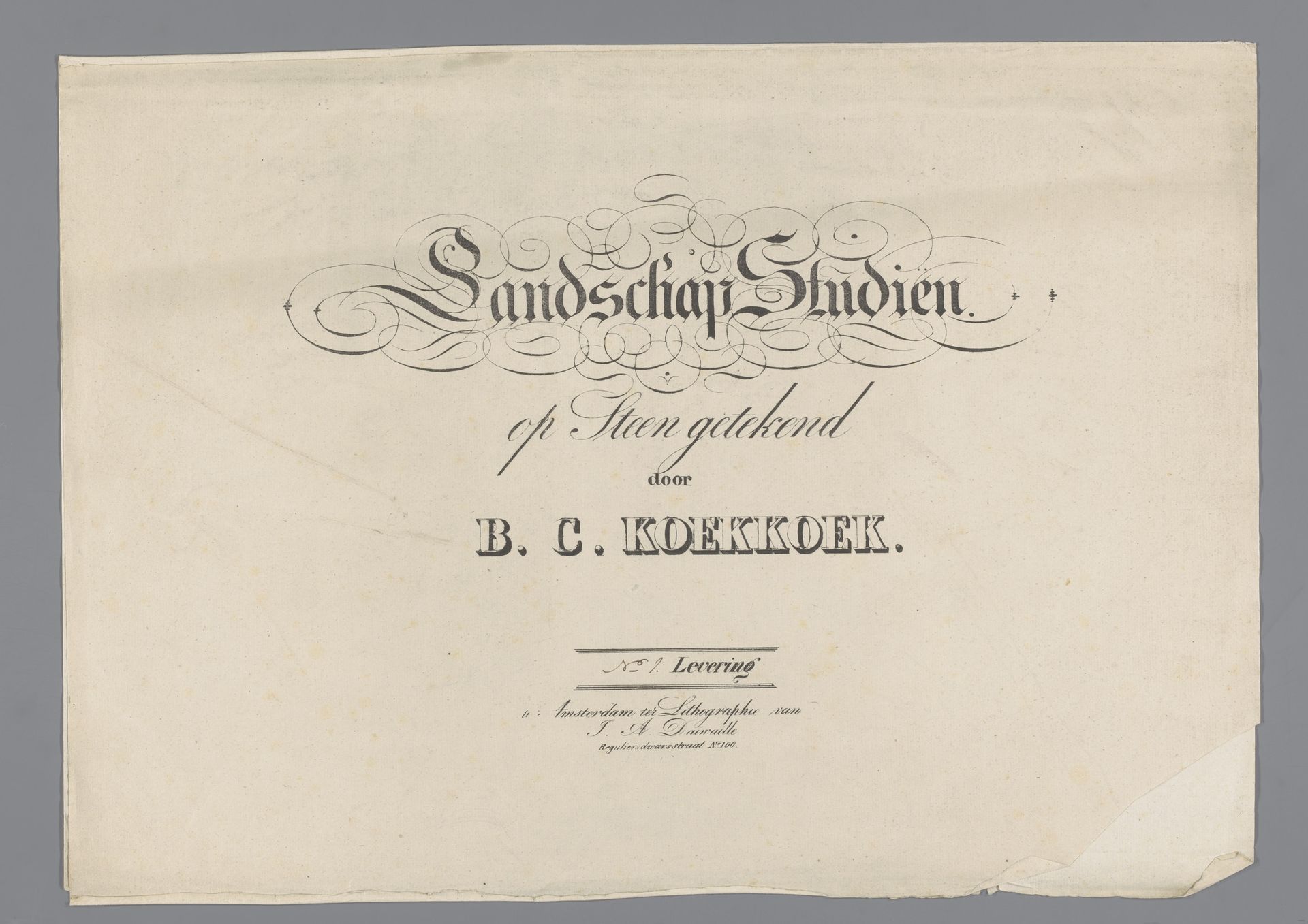 Omslag voor Landschap Studiën eerste levering by Barend Cornelis Koekkoek