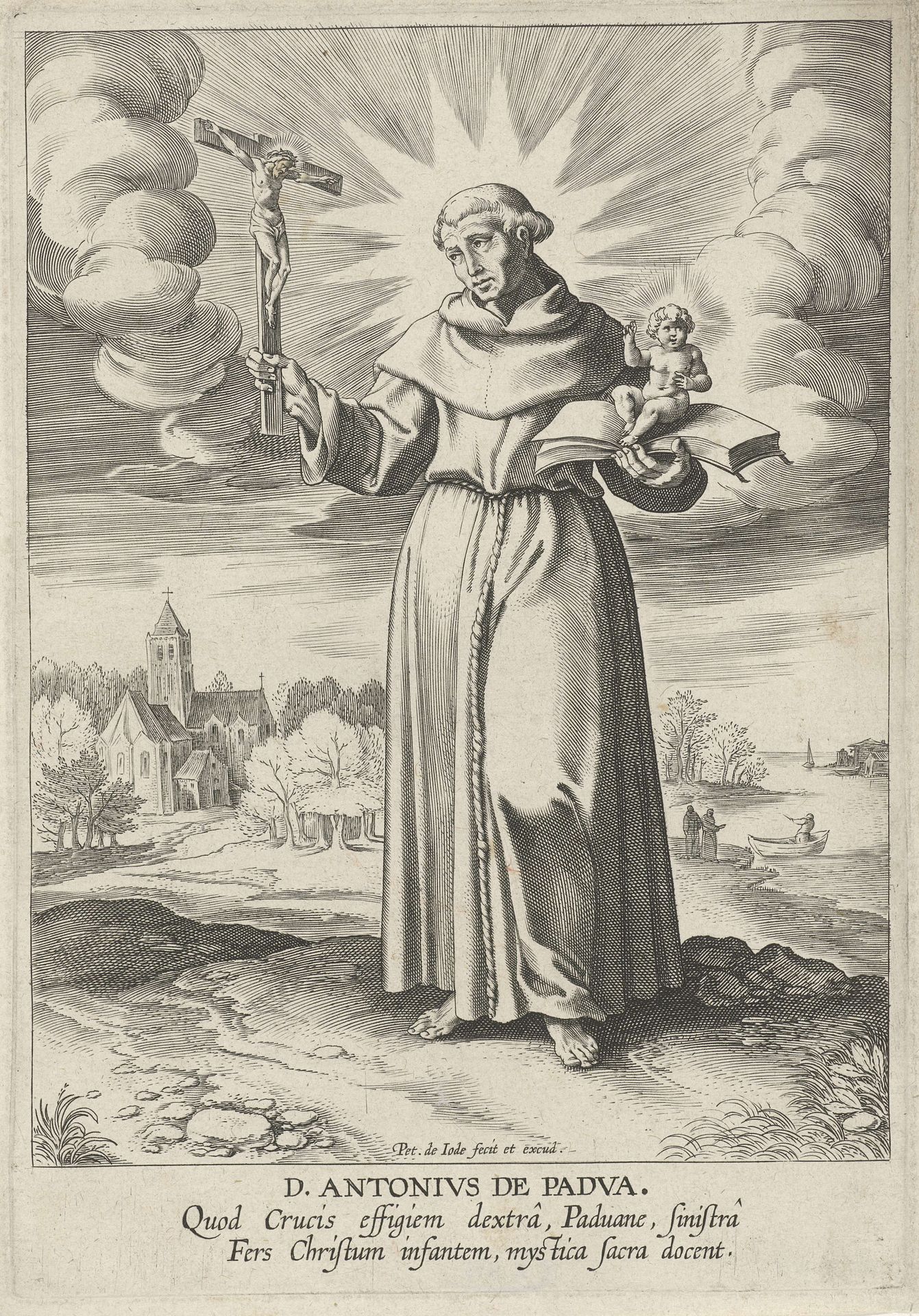 Landschap met de heilige Antonius van Padua by Pieter de Jode I