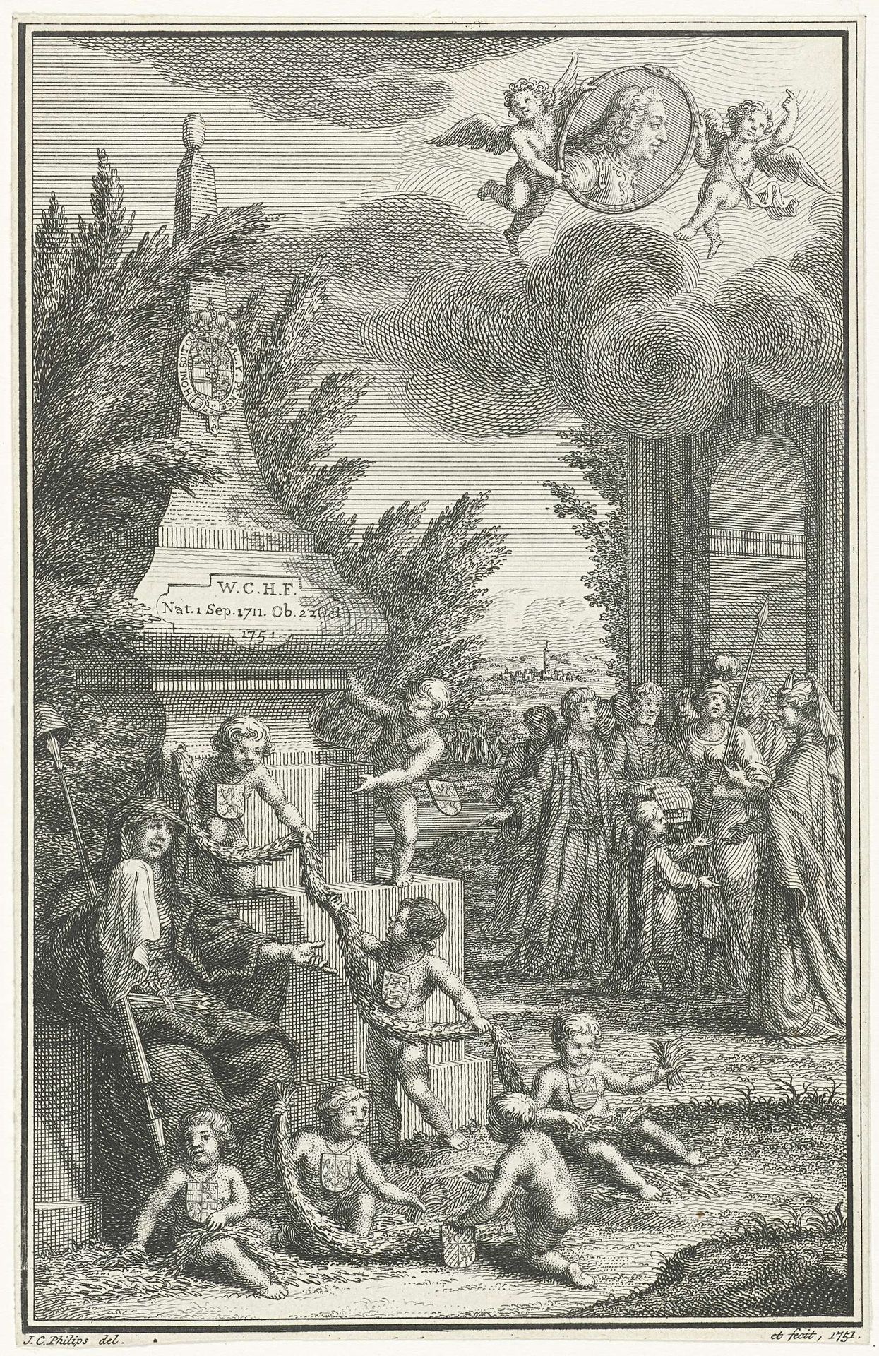 Allegorie op het overlijden van prins Willem IV, 1751 by Jan Caspar Philips