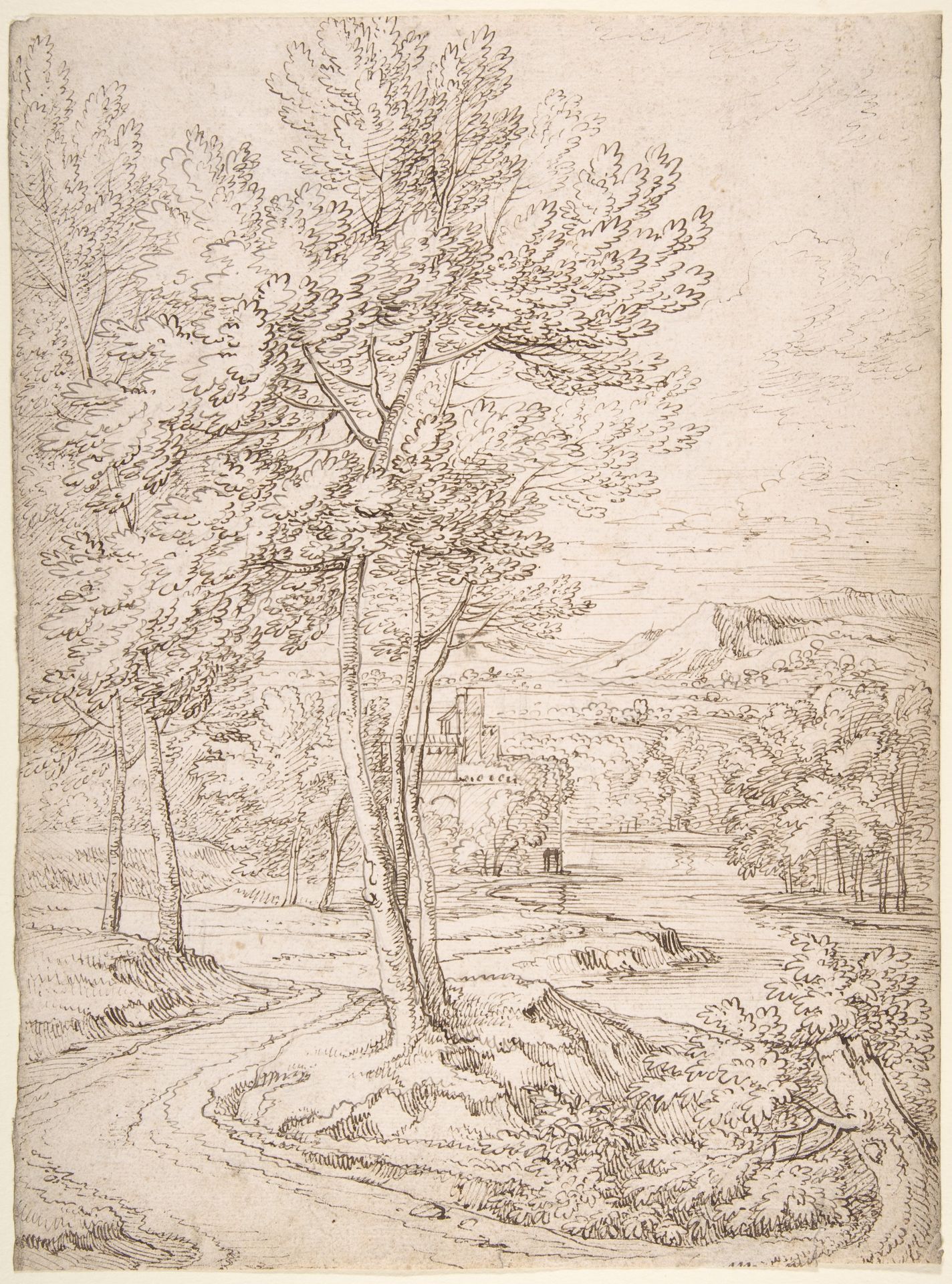 Classical Landscape with a Building and a River by Abraham Genoels II
