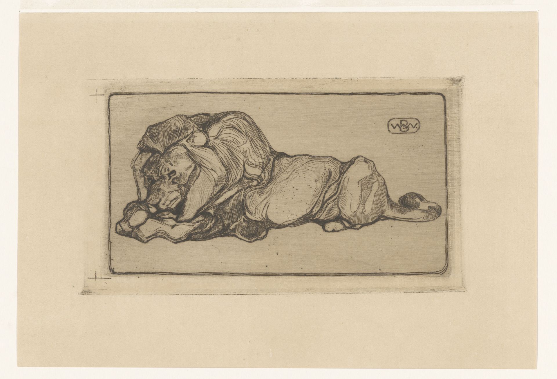 Liggende leeuw by Bernard Willem Wierink