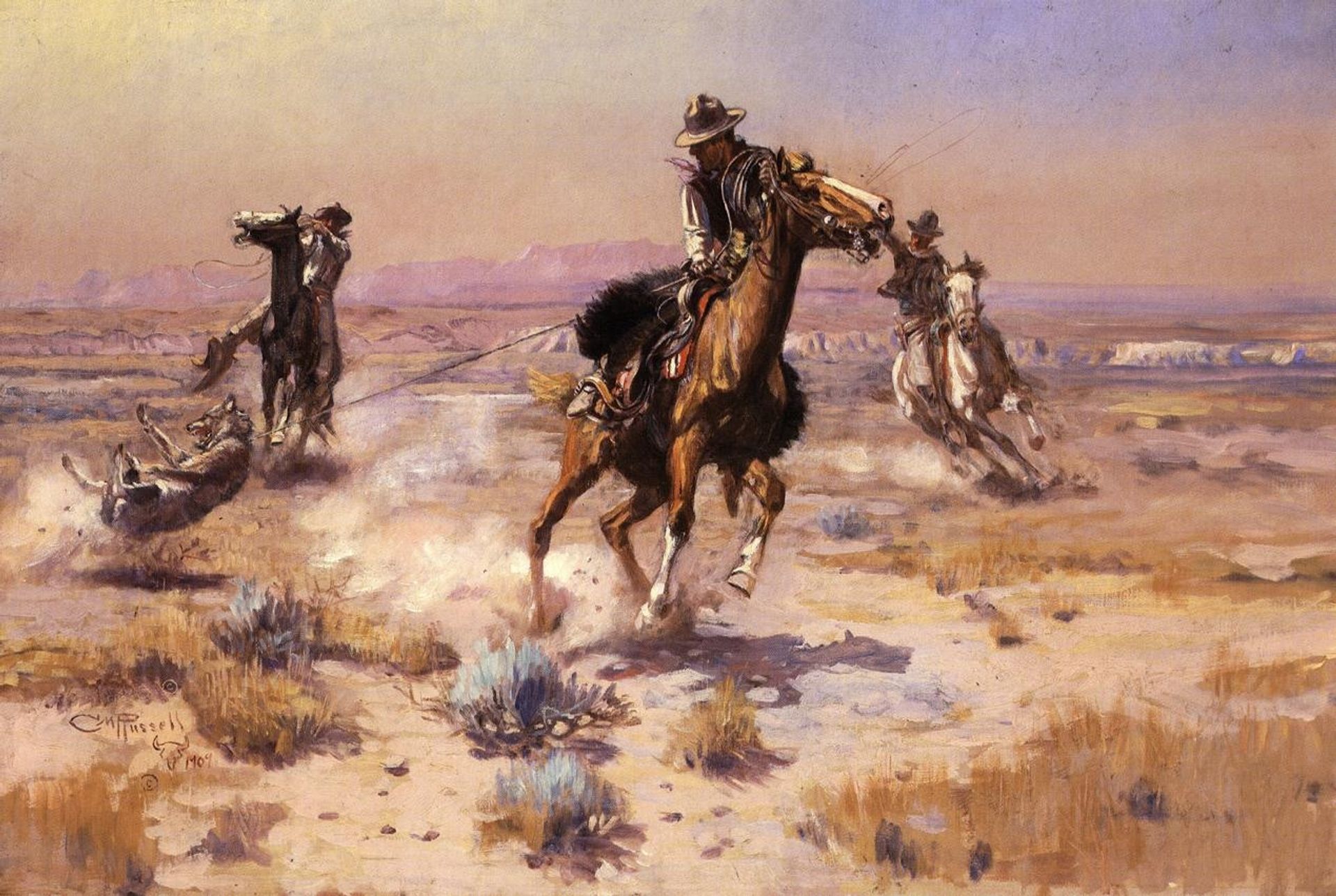 At Rope's End by Charles M. Russell