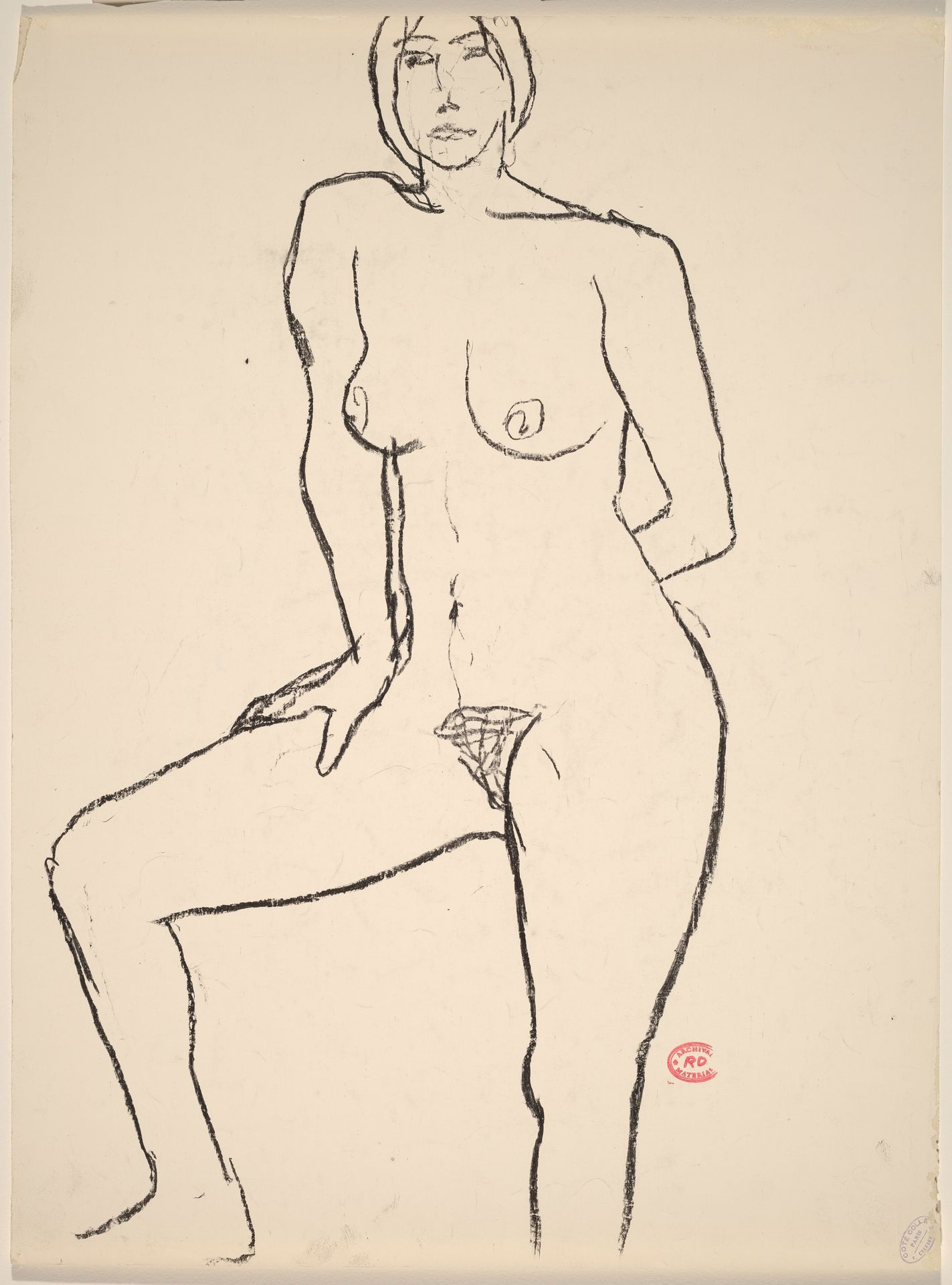 Untitled [standing nude with her left arm behind her back] by Richard Diebenkorn