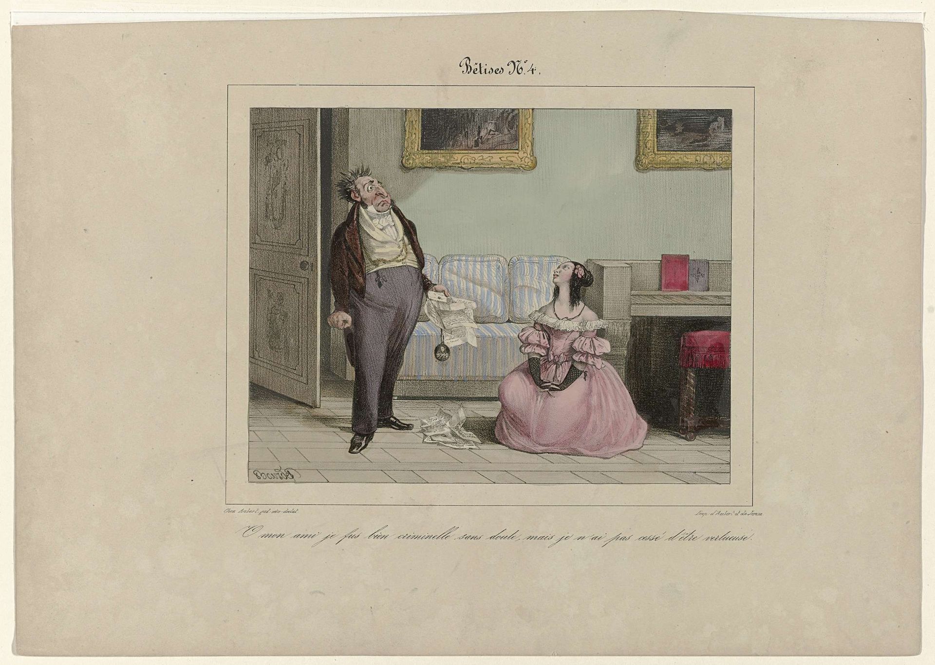 Bêtises, No. 4, ca. 1830 : O mon am (...) by Jules-Joseph-Guillaume Bourdet
