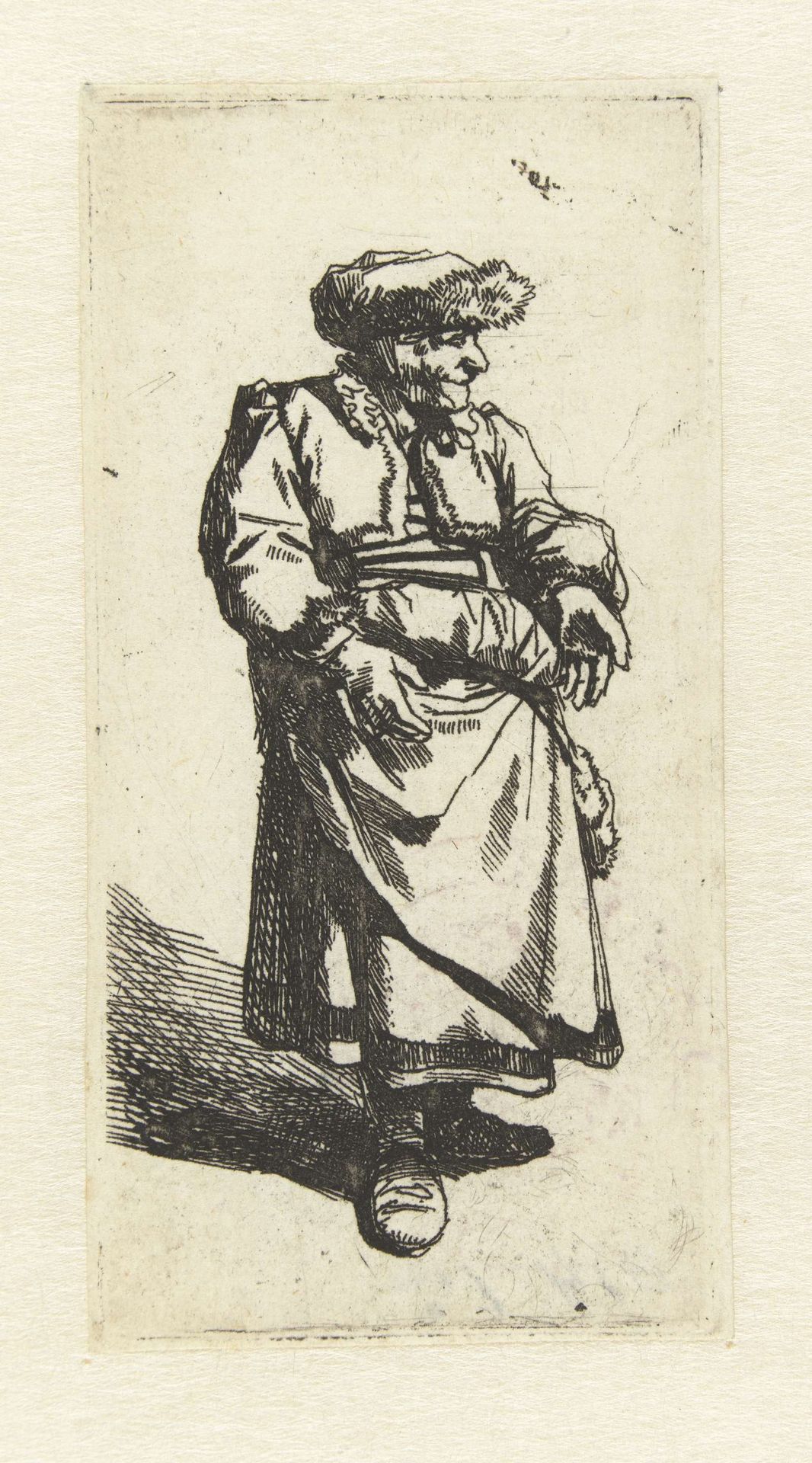 Staande oude vrouw by Cornelis Bega